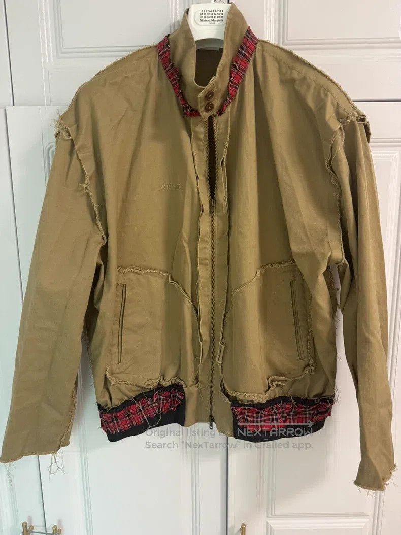 Vetements VETEMENTS Plaid Patchwork Khaki Destroyed Fringe Harringto Size US L / EU 52-54 / 3 - 1 Thumbnail