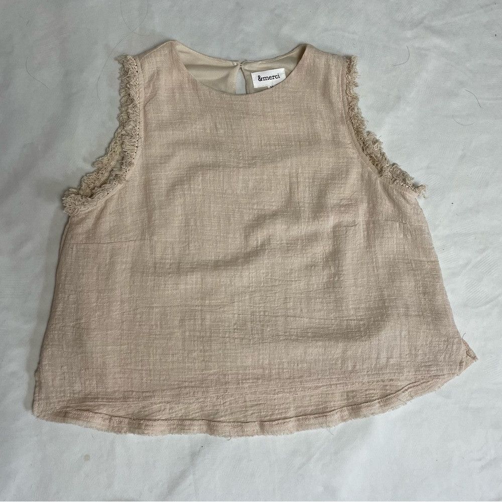 Other New &Merci Beige Cotton Sleeveless Top with Detailed Fringe Size M / US 6-8 / IT 42-44 - 6 Thumbnail
