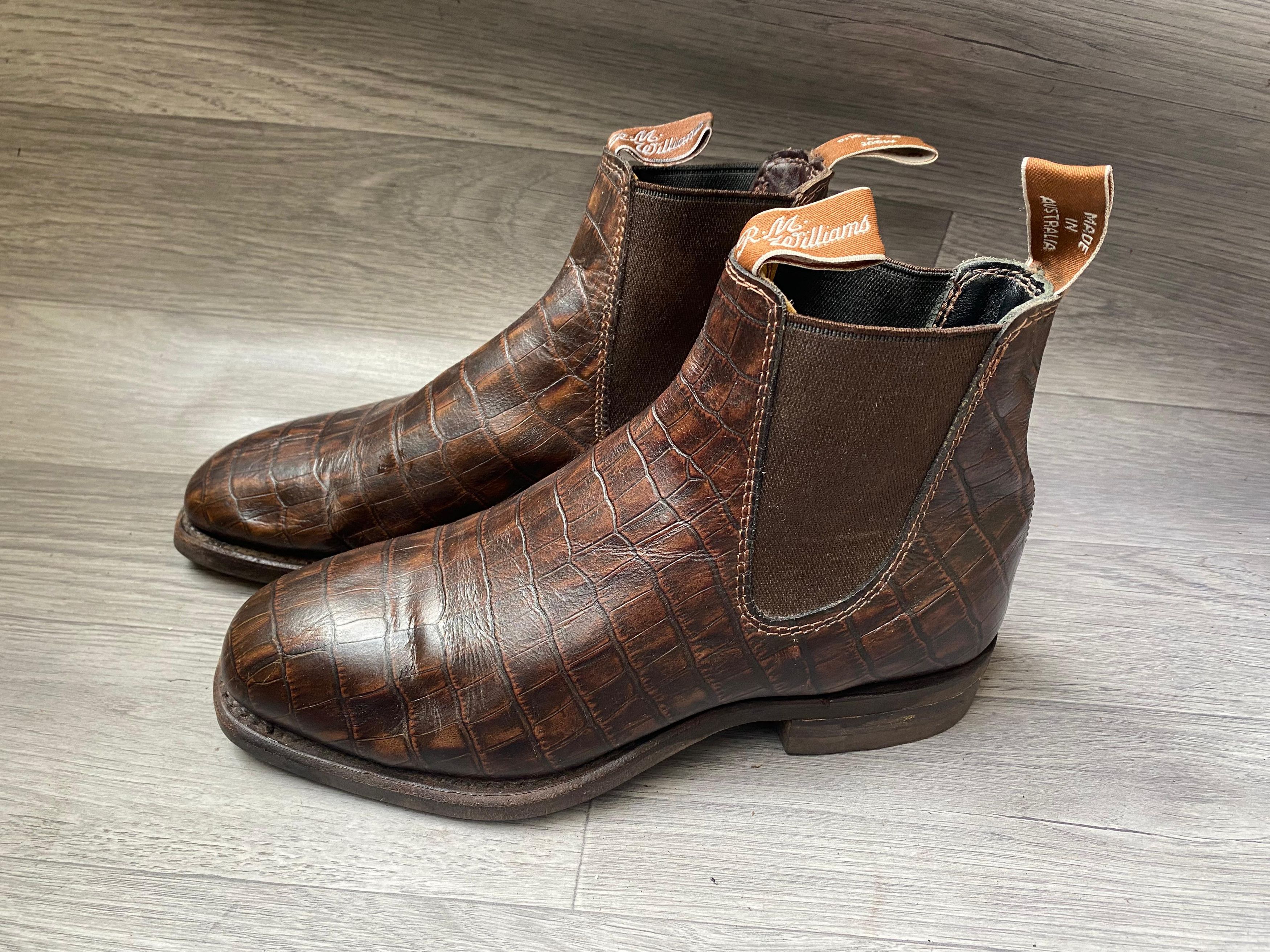 R.M. Williams Rm williaCrocodile Embossed Leather Chelsea Boots Sz UK 5 Size US 5.5 / EU 38 - 3 Thumbnail