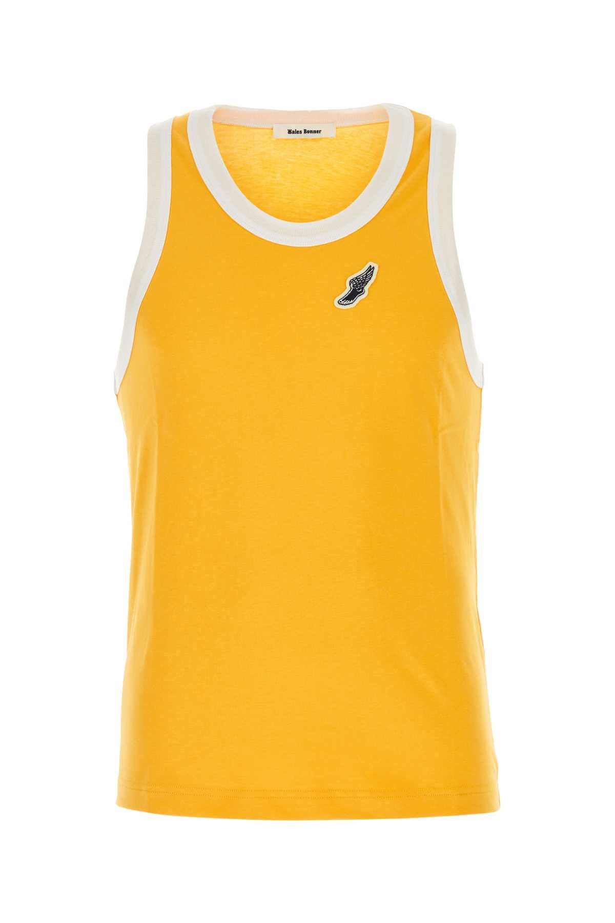 image of Wales Bonner Yellow Cotton Abebe Tank Top, Men's (Size XL)