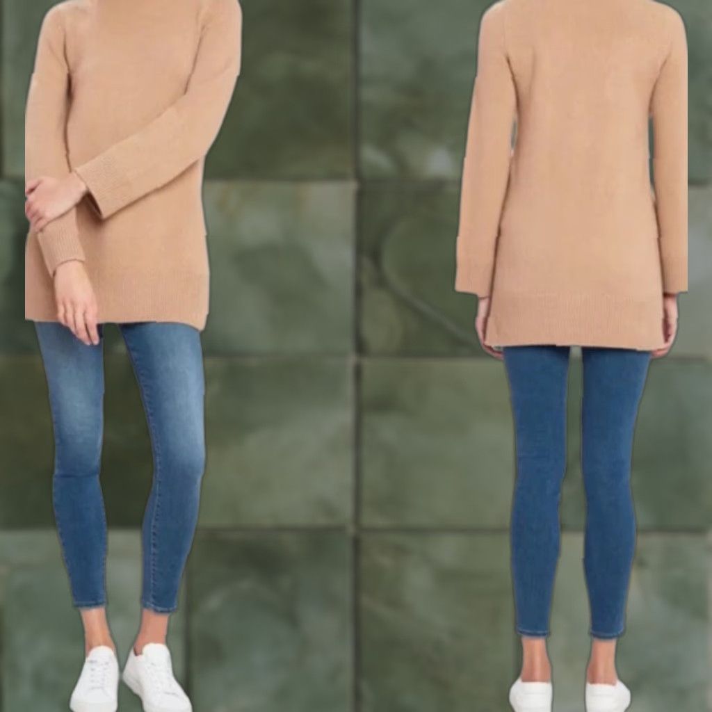 Vince Vince Women’s Cashmere Tunic Sweater Long Sleeve Crew Neck Brown Large Casual Size L / US 10 / IT 46 - 1 Thumbnail