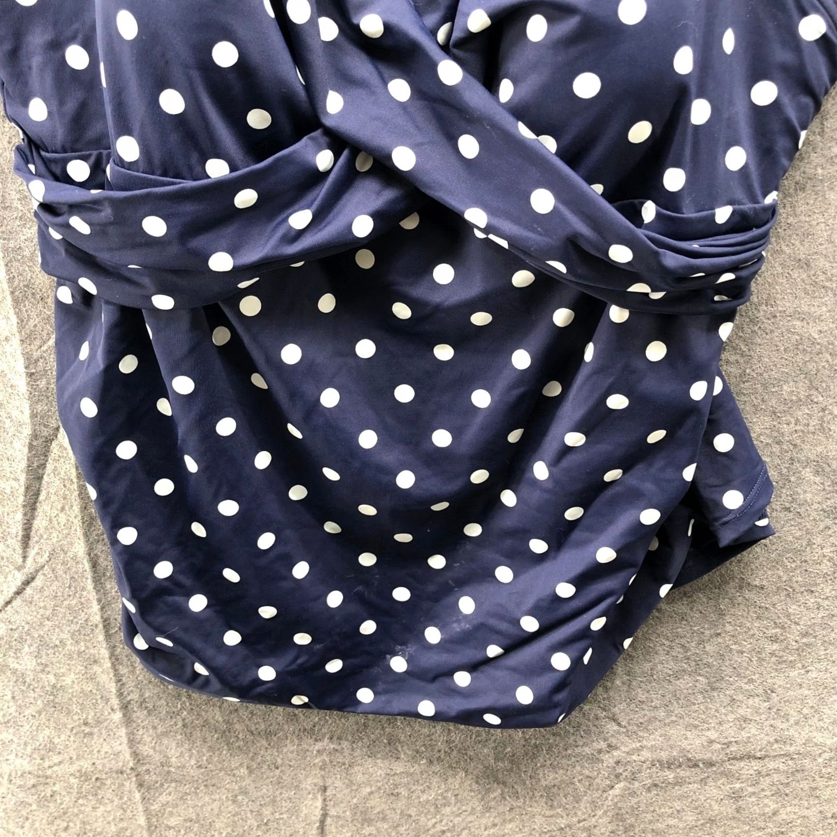 Lands' End Lands' End V-Neck Wrap Underwire Tankini Swim Top Womens 18W Blue White Polka Size XXL / US 16-18 / IT 52-54 - 6 Thumbnail