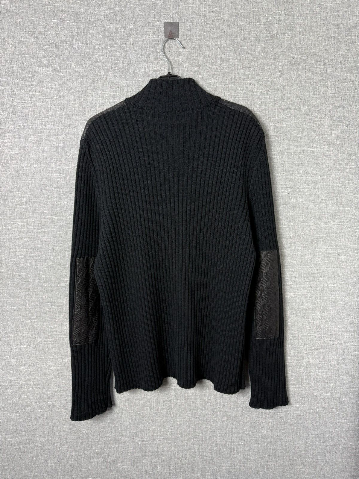 Versace Versace Collection Merino Wool Ribbed Sweater w Leather Trim Size US XL / EU 56 / 4 - 11 Thumbnail