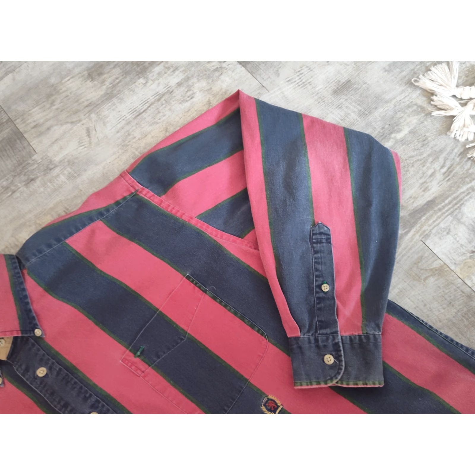 Tommy Hilfiger VINTAGE Tommy Hilfiger Men's Button-Down Shirt L Long Sleeve Striped Cotton Multi 90s Size US L / EU 52-54 / 3 - 4 Thumbnail