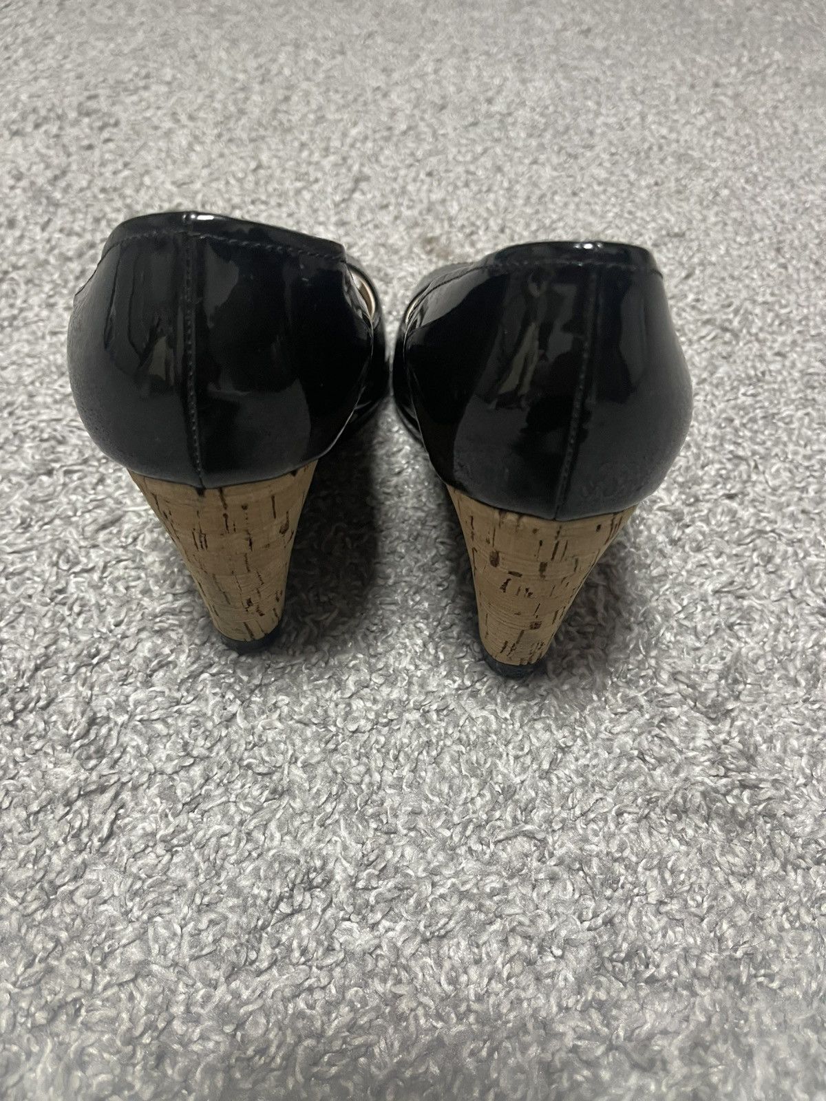 Prada Prada Vintage Patent Leather Peep Open Toe Wedge Cork Heels Size US 9 / IT 39 - 2 Thumbnail