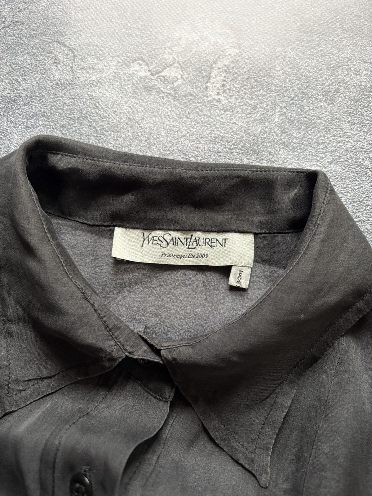 Yves Saint Laurent SS2009 Yves Saint Laurent Luxury Sheer Silk Grey Blouse Size M / US 6-8 / IT 42-44 - 5 Thumbnail
