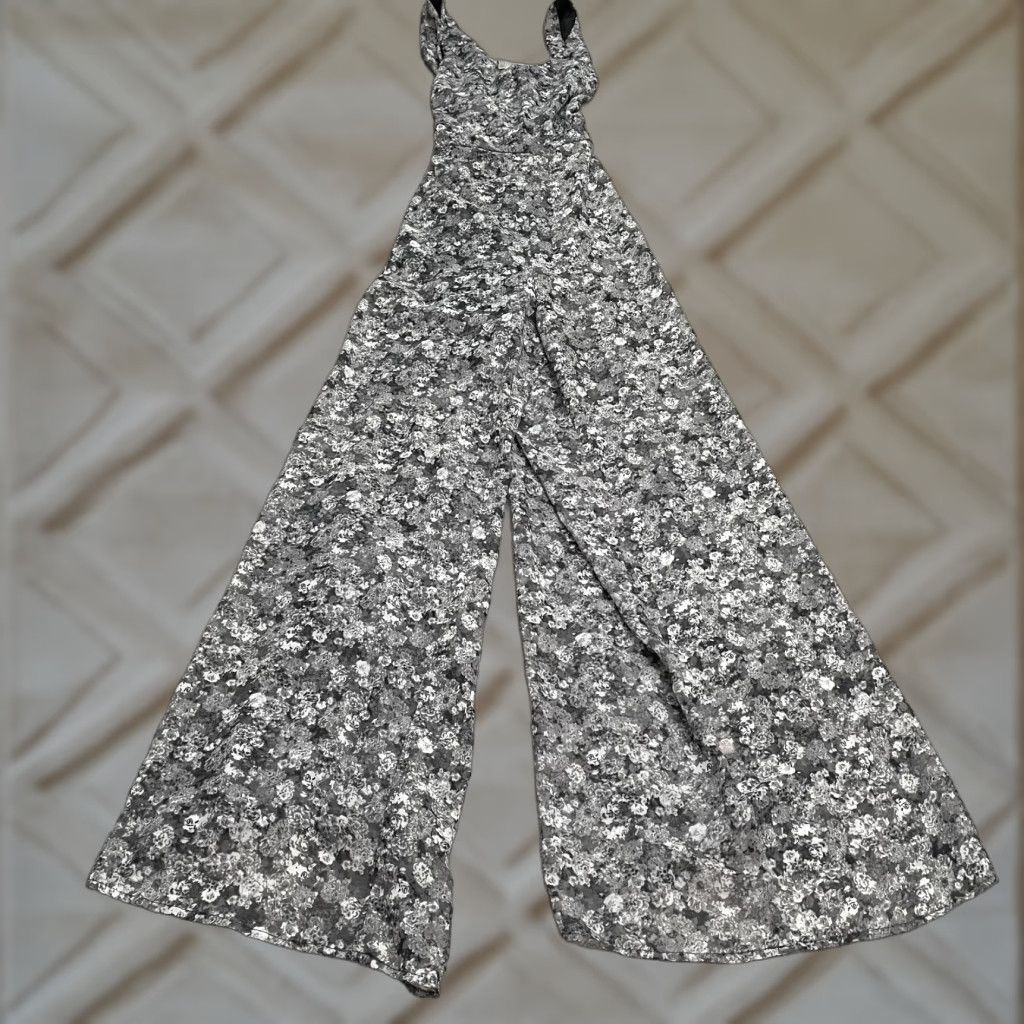 Vintage Belle Dee Jour Jumpsuit XL Black Gray Floral Sleeveless NWT New Womens Size 40" / US 18 - 1 Thumbnail