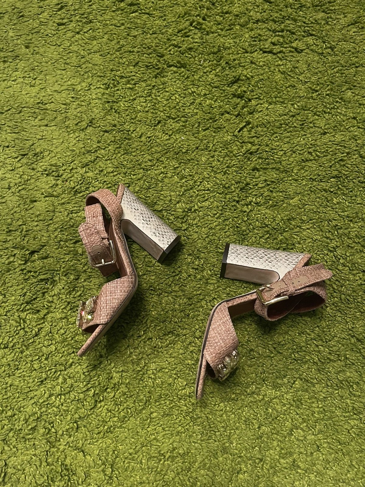 Designer × Dolce & Gabbana Dolce & Gabbana D&G real snake skin + rhinestones heels pump Size US 5 / IT 35 - 4 Thumbnail