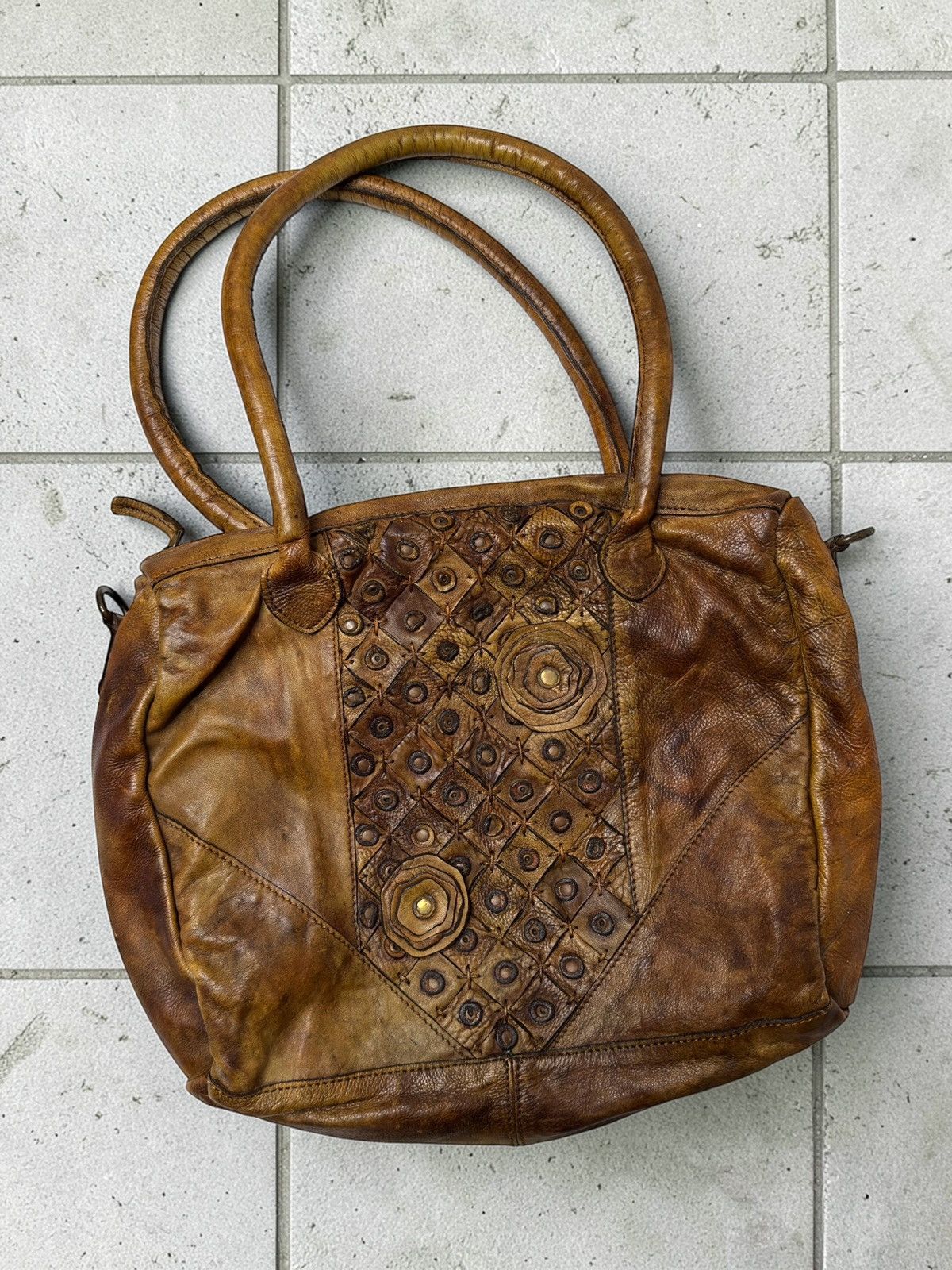 Vintage Vintage avant garde leather bag floral flower swag y2k 90s Size ONE SIZE - 1 Thumbnail
