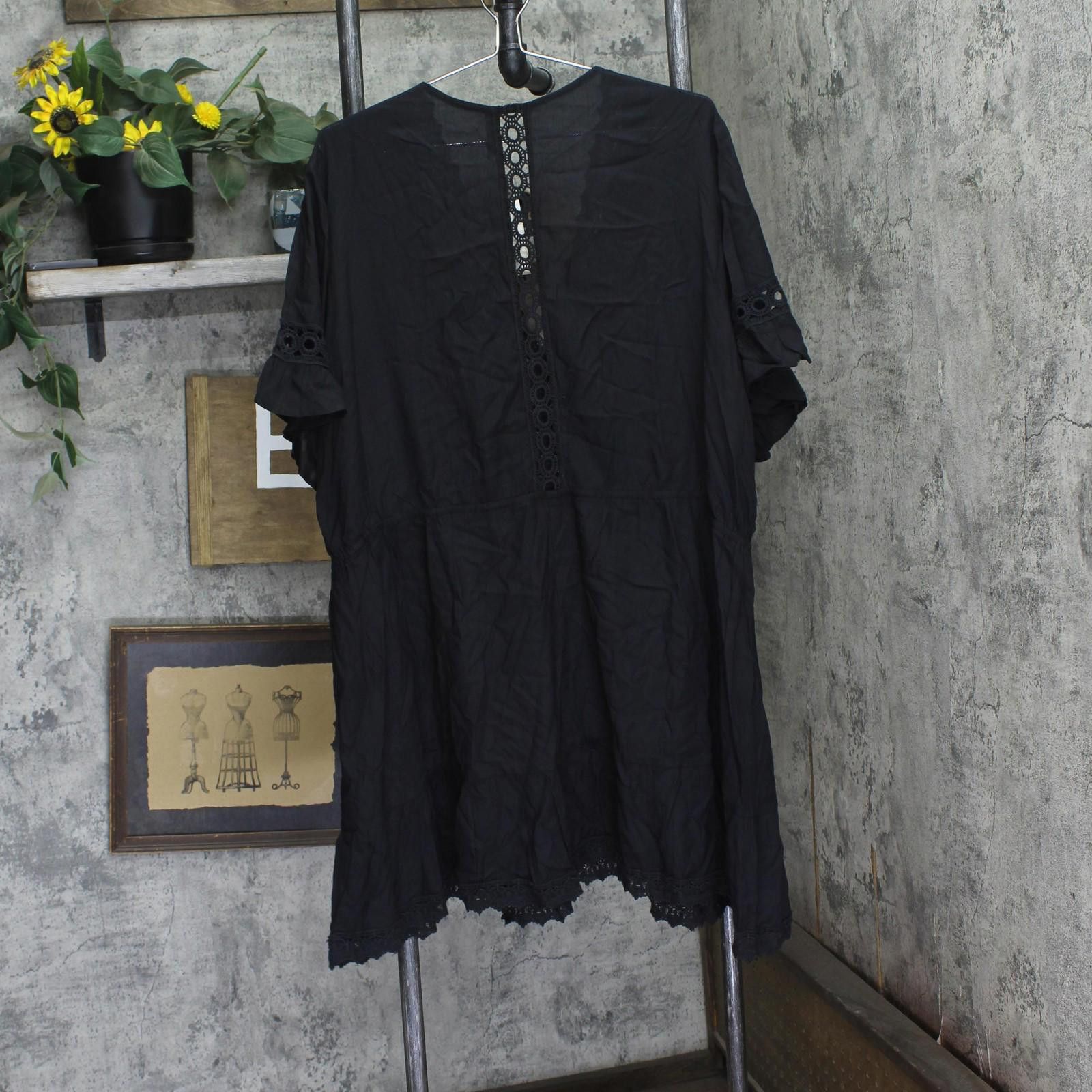 Other Nwt Raviya Size Lace-inset Mini Cover Up 76399x Black 0x Size ONE SIZE - 2 Thumbnail