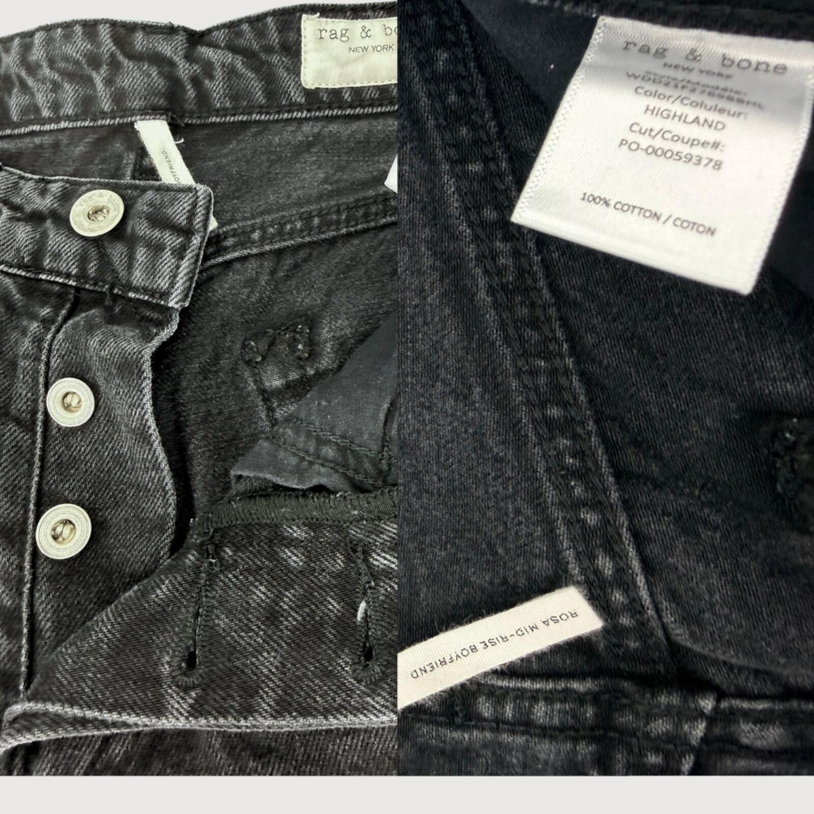 Rag & Bone Rag & Bone Rosa Boyfriend Jeans Fray Hem Black 24 Size 24" / US 00 / IT 34 - 5 Thumbnail