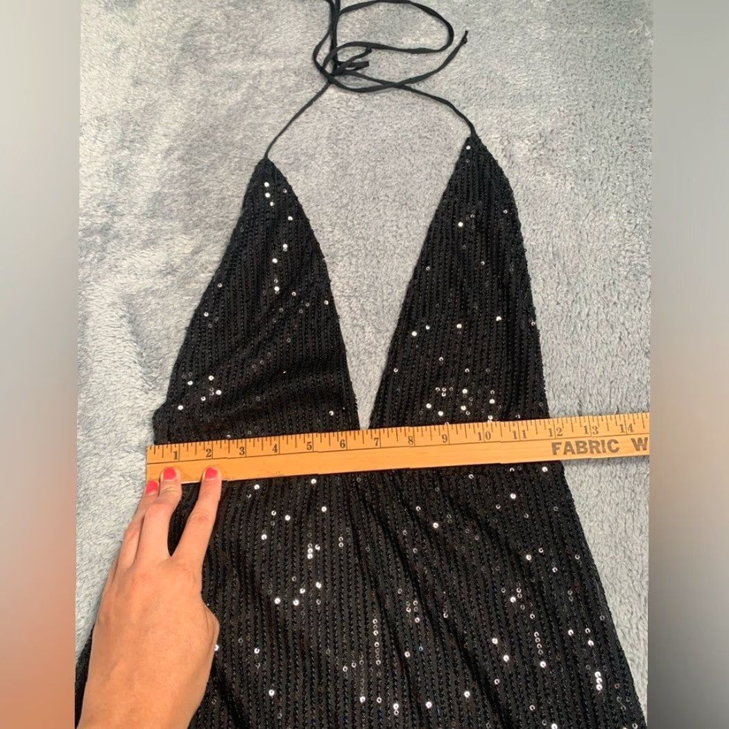 Vintage Motel Rocks Black Sequin Mini Dress L Women Regular Short Size Large Size L / US 10 / IT 46 - 6 Thumbnail