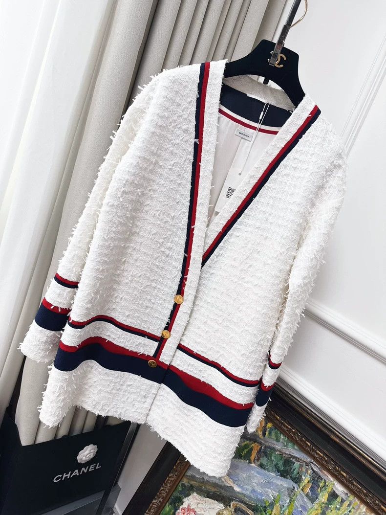 Thom Browne Thom Browne White tweed long sleeve jacket Size M / US 6-8 / IT 42-44 - 1 Thumbnail