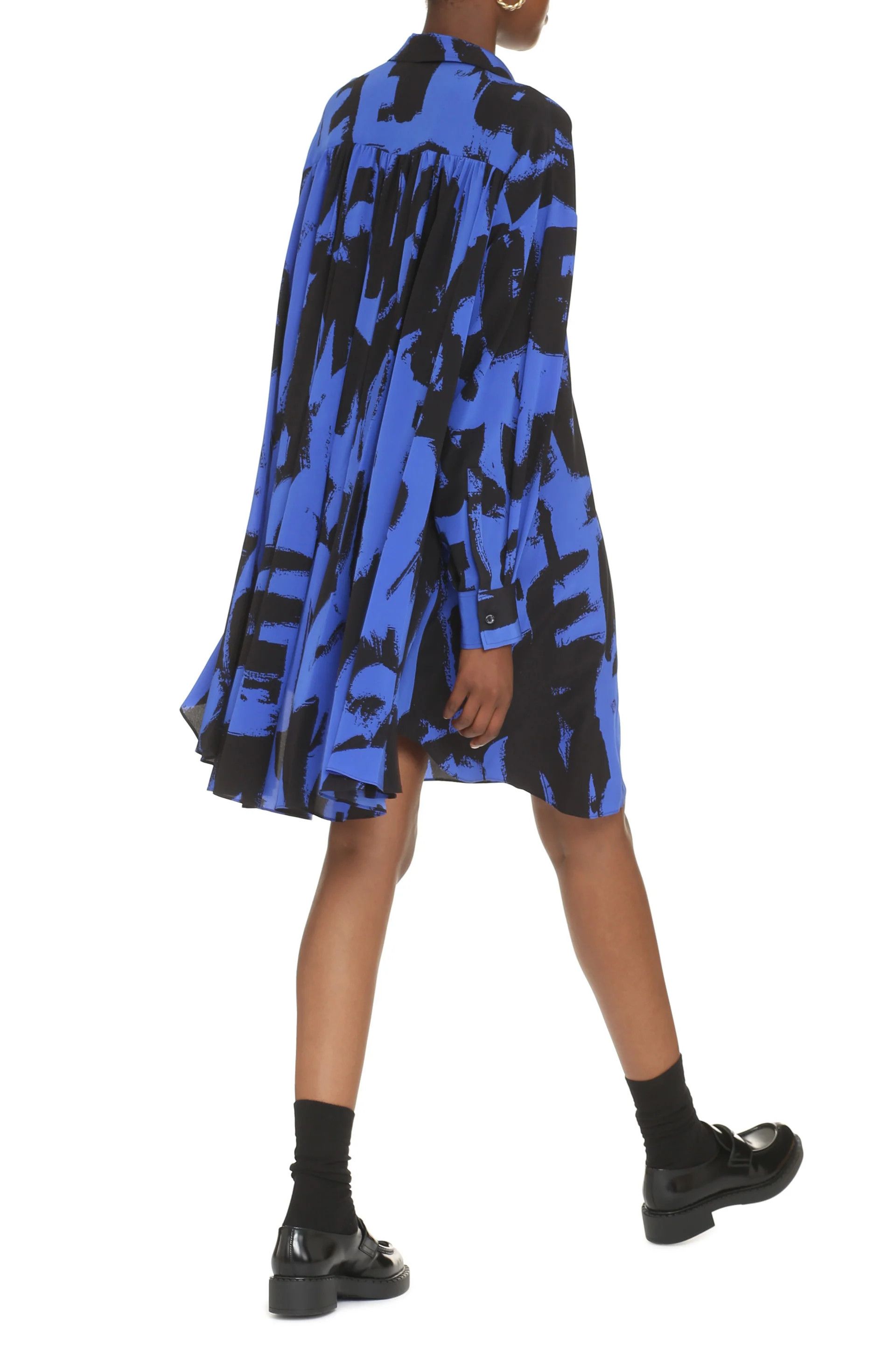 Alexander McQueen o1y0325 Shirt Mini Dress in Blue & Black Size XS / US 0-2 / IT 36-38 - 4 Thumbnail