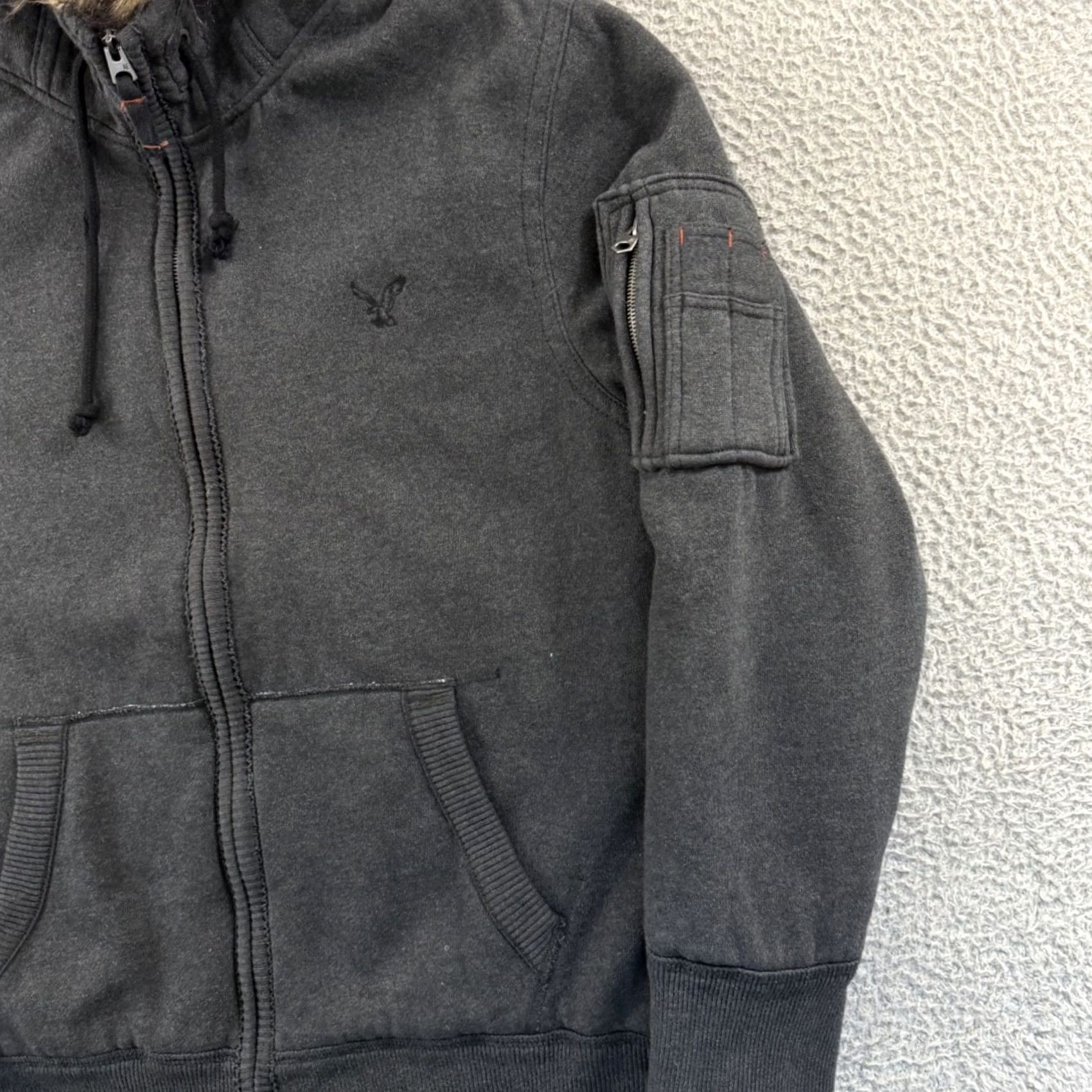 American Eagle Outfitters VINTAGE American Eagle Jacket Mens XL Gray Fur Hoodie Camo Lined Zip Outdoor Y2K Size US XL / EU 56 / 4 - 5 Thumbnail
