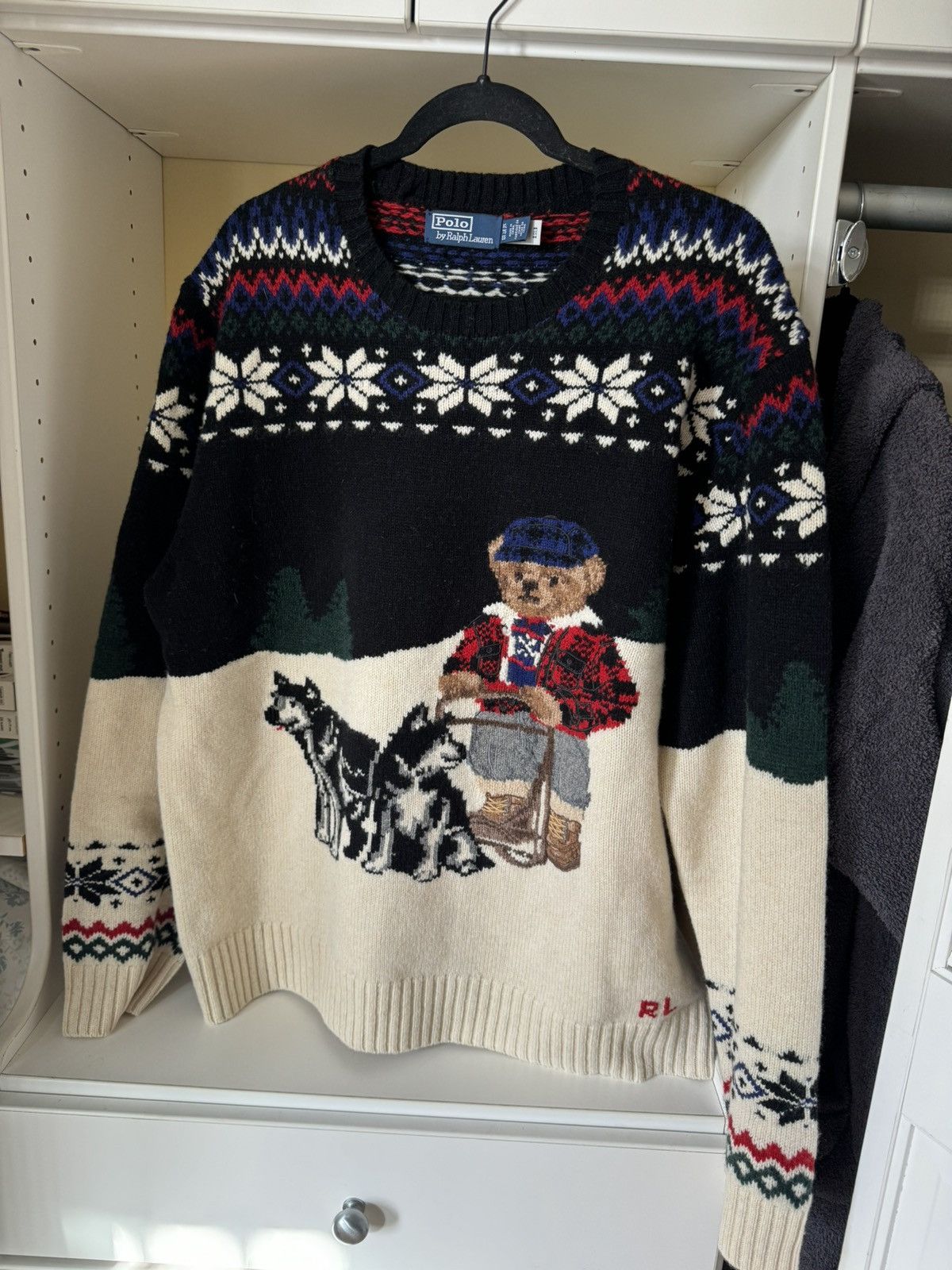 image of Polo Ralph Lauren Polo Bear Holiday Sweater in Black, Men's (Size XL)