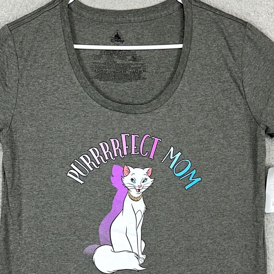 Disney Disney Aristocats T-Shirt Womens Medium Grey Purrfect Mom Scoop Neck Tee NEW Size M / US 6-8 / IT 42-44 - 2 Thumbnail
