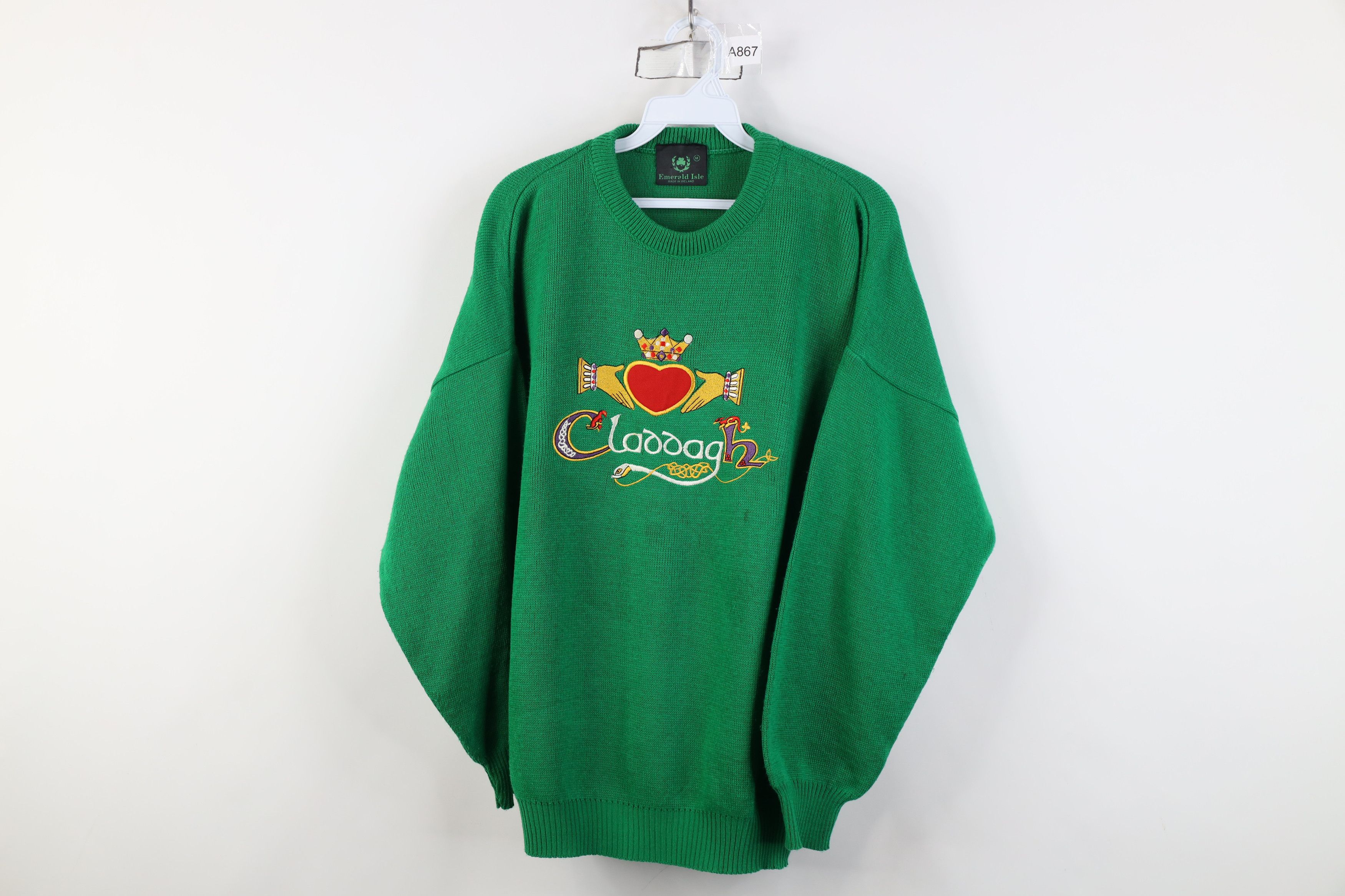 Vintage Vintage 90s Streetwear Claddagh Gaelic Knit Crewneck Sweater Size M / US 6-8 / IT 42-44 - 1 Thumbnail