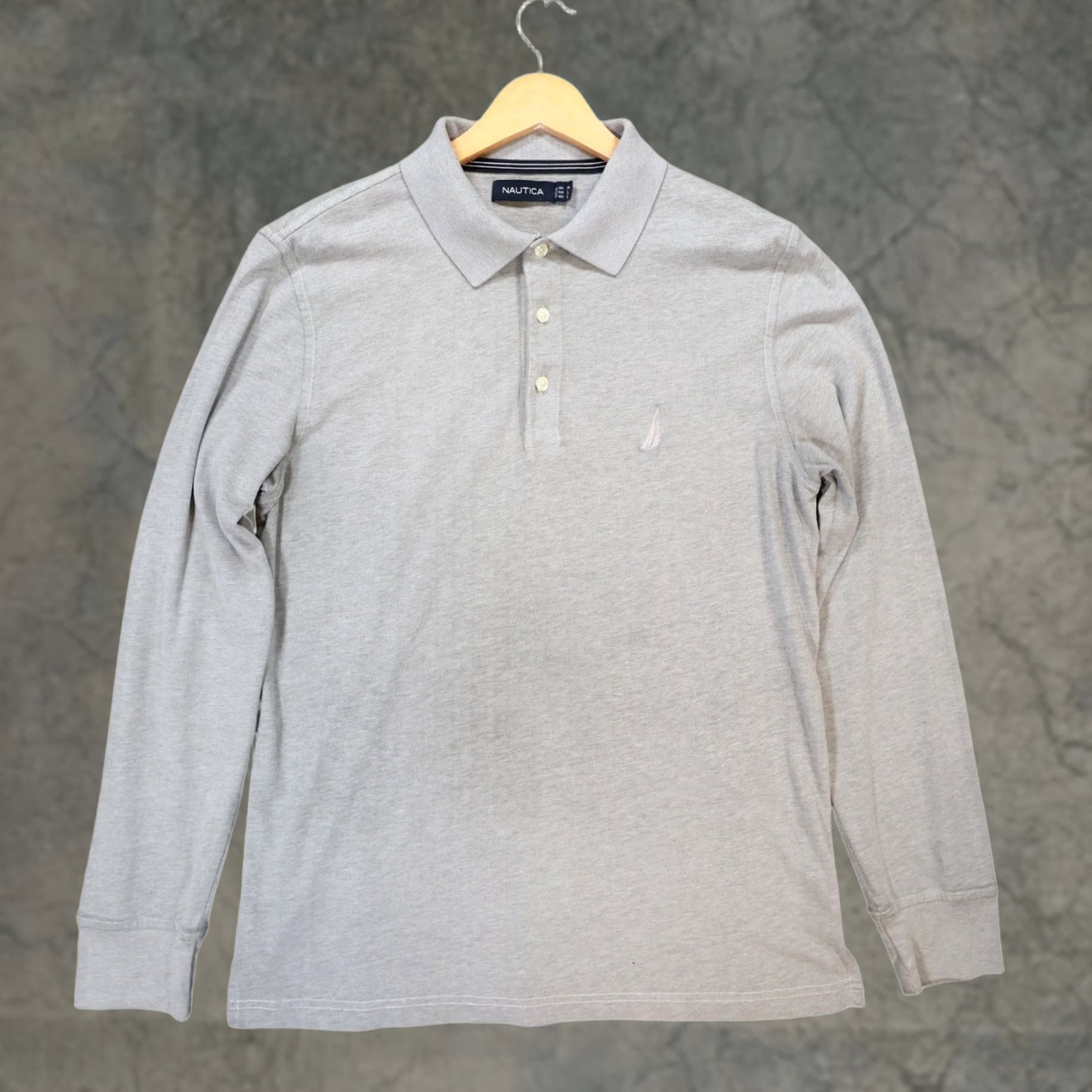 Nautica Nautica Polo Shirt Mens Medium Gray Long Sleeve Solid Jersey Knit Size US M / EU 48-50 / 2 - 1 Thumbnail