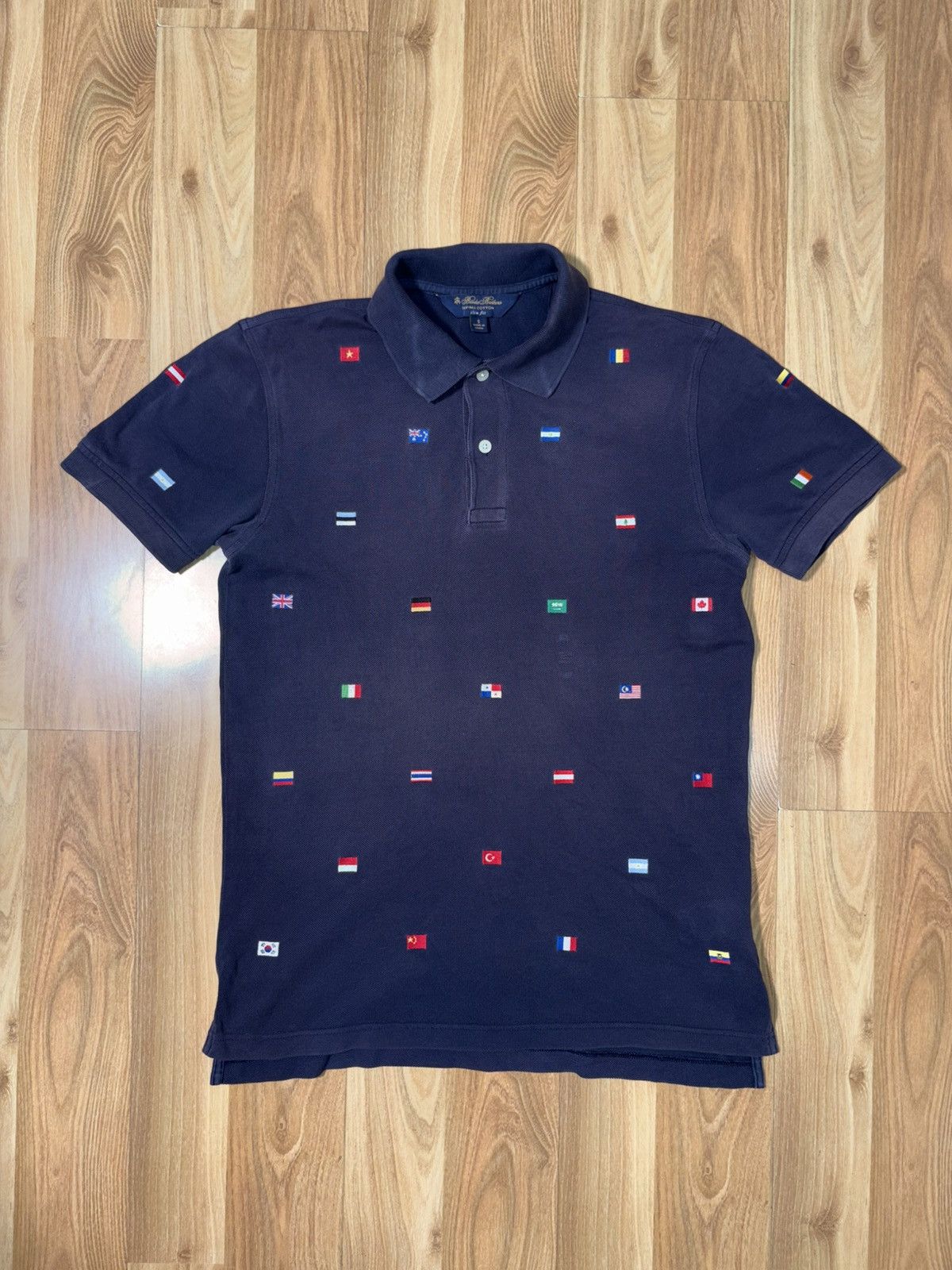 Brooks Brothers Brooks Brothers Supima Cotton Multi Flag Embroidered Polo Size US XXS / EU 40 - 1 Thumbnail