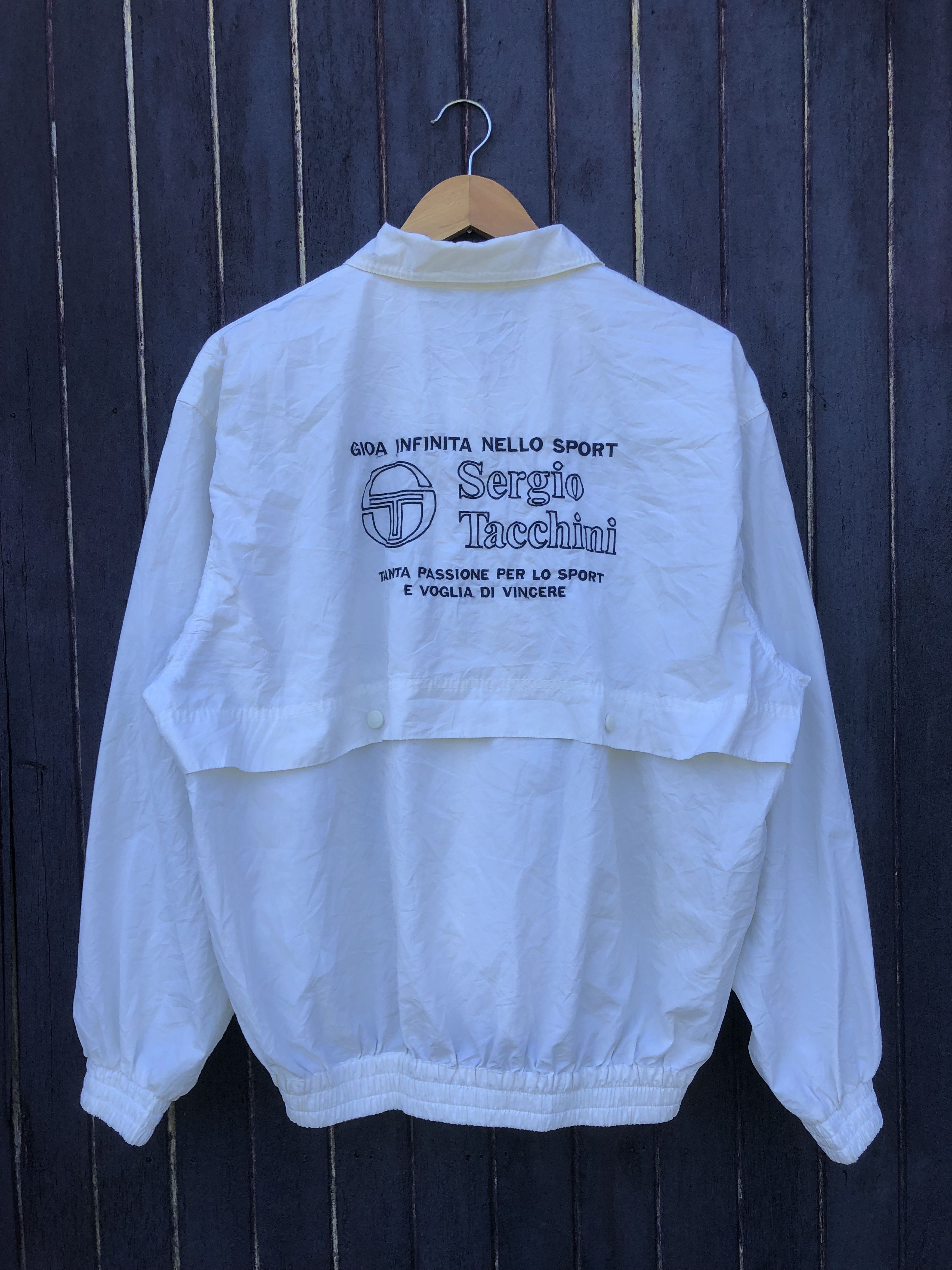 Sergio Tacchini Vtg Sergio Tacchini Embroidered Zipper Windbreaker Jacket Size US L / EU 52-54 / 3 - 1 Thumbnail