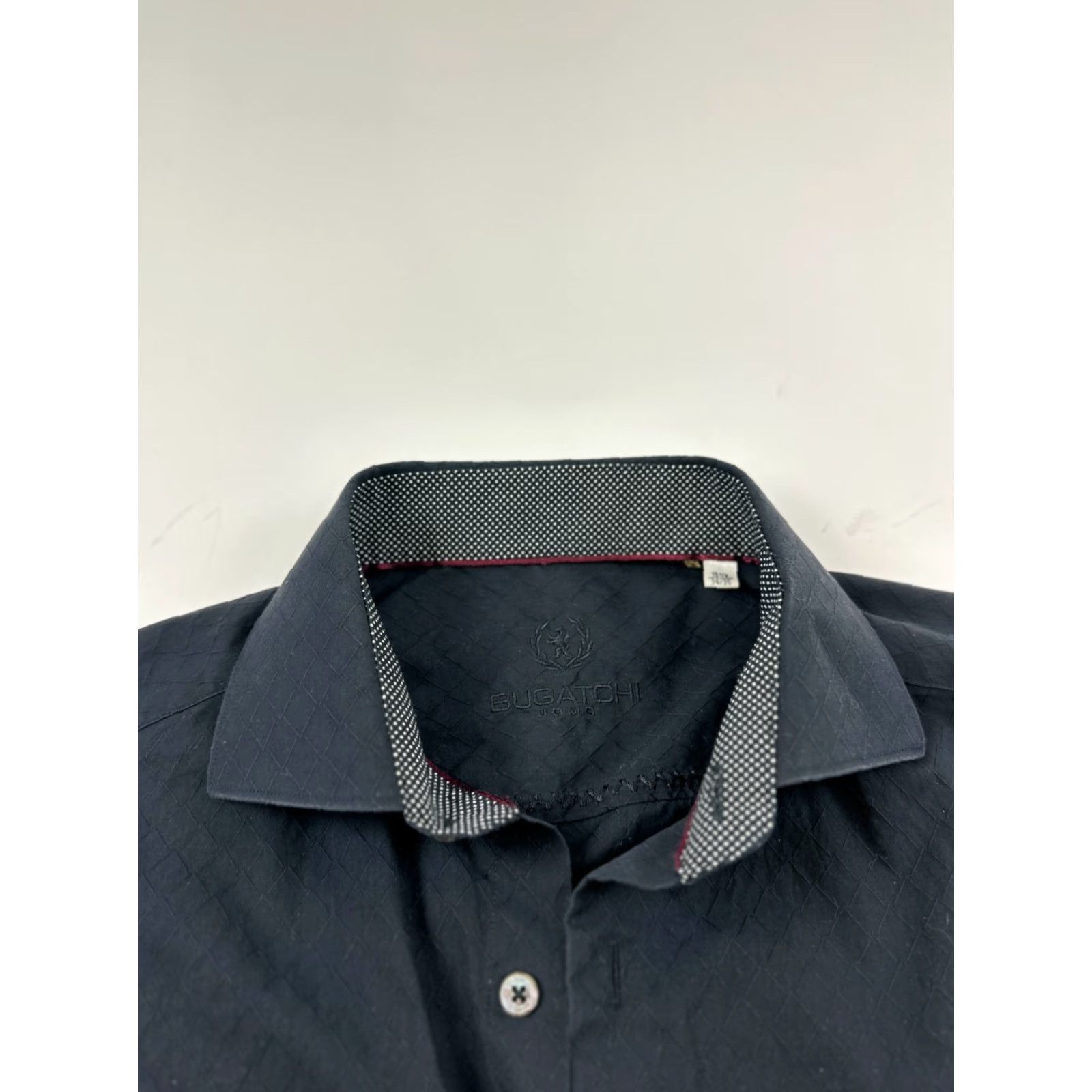 BUGATCHI Bugatchi Uomo Shirt Mens 15.5 Black Dress Cotton Classic Fit Collared Button Up Size 42R - 5 Thumbnail