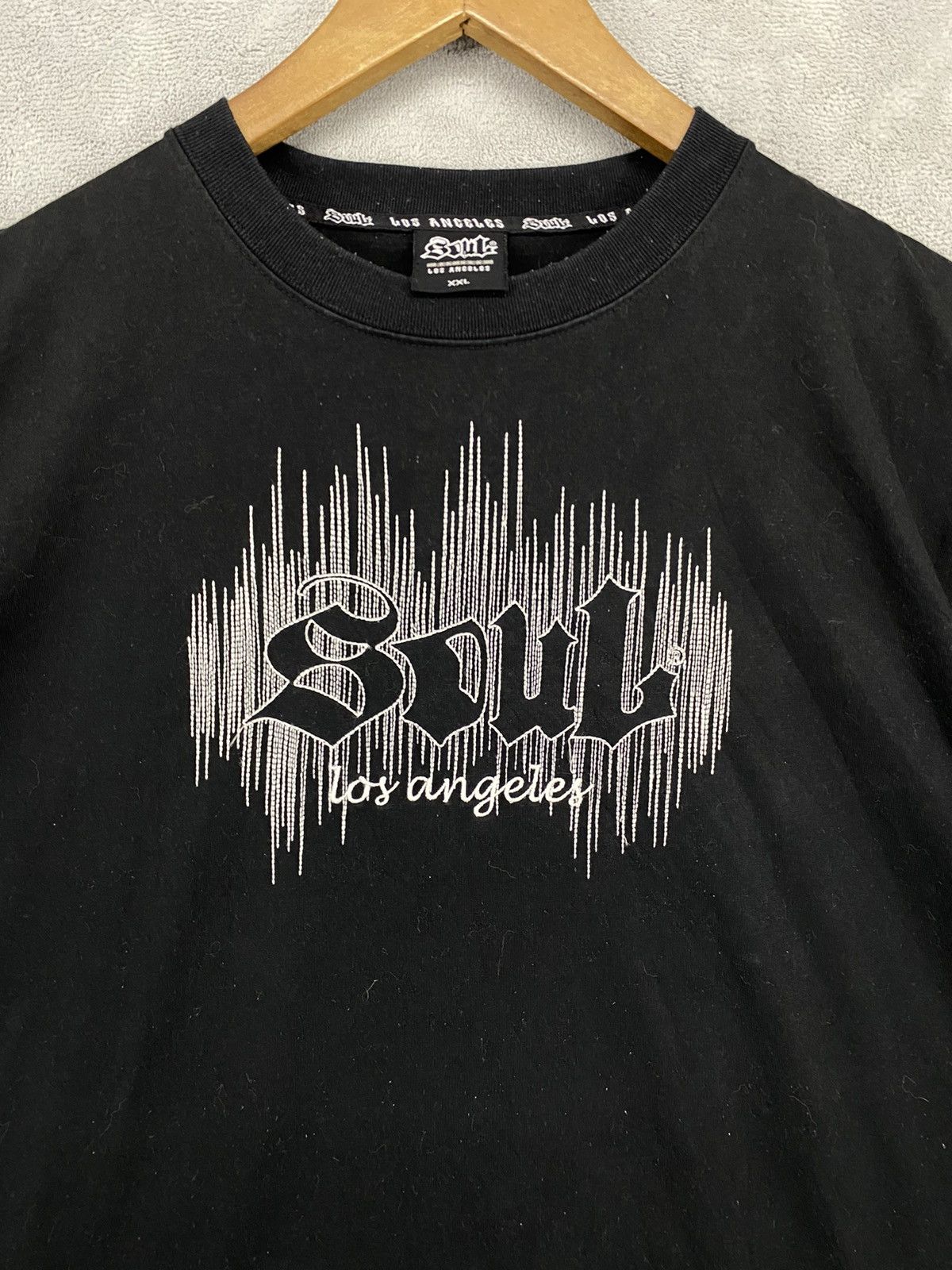 Vintage 💥Y2K SOUL LOS ANGELES BIG LOGO BLACK T-SHIRT Size US XL / EU 56 / 4 - 8 Thumbnail