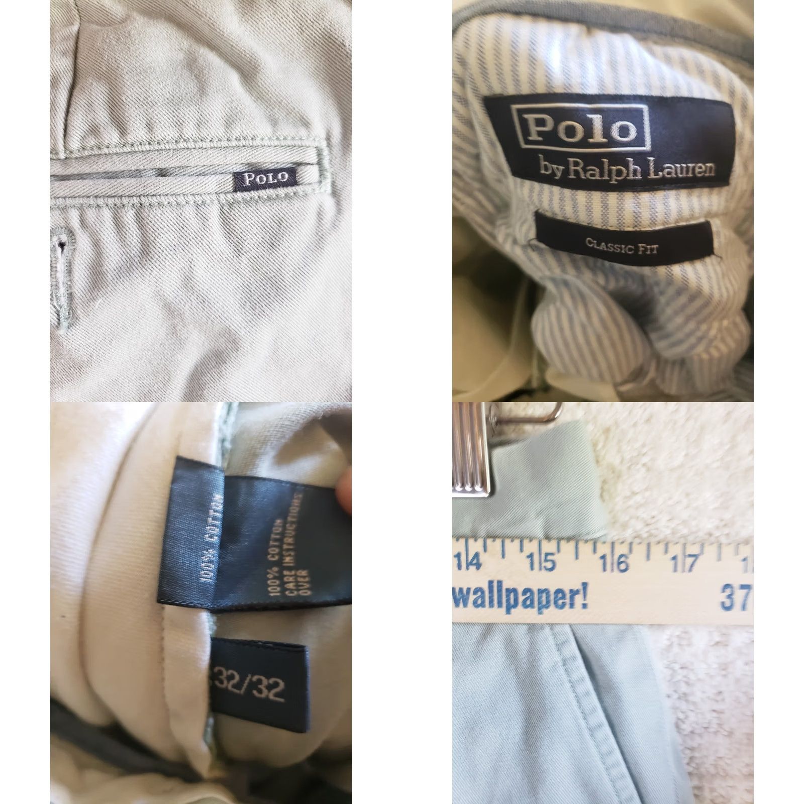 Polo Ralph Lauren Polo Ralph Lauren Men's Mint Green Chino Pants Slacks Flat Front Sz 32x32 29.5" Regular Straight Classic Fit Vintage: No Size US XS / EU 42 / 0 - 8 Thumbnail