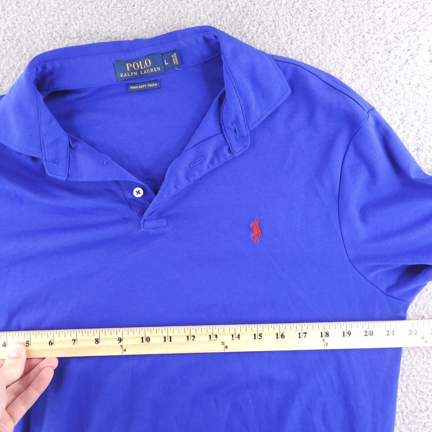 Polo Ralph Lauren Polo Ralph Lauren Polo Mens Large Blue Pima Cotton Short Sleeve Polo Shirt, Collared, 100% Authenticity Guaranteed, Regular Fit, Blue Size US L / EU 52-54 / 3 - 4 Thumbnail