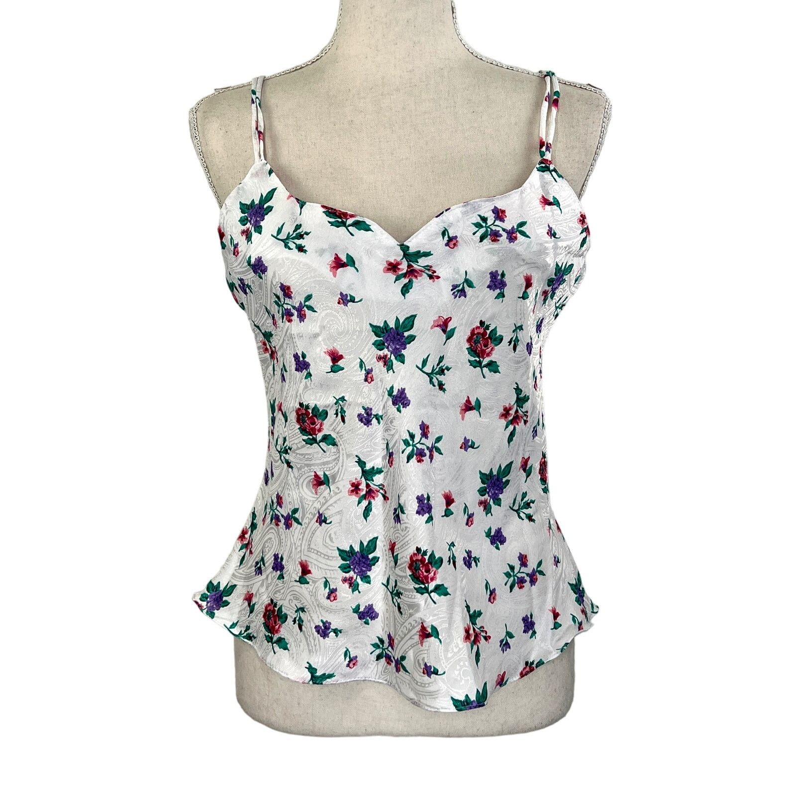 Vintage Vintage 90s Floral White Camisole By Circa 2000 Size S / US 4 / IT 40 - 1 Thumbnail