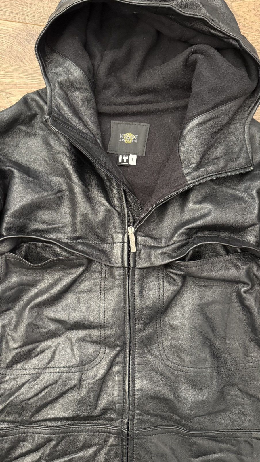Versace Jeans Couture Vintage Versace Leather Jacket Black Size US L / EU 52-54 / 3 - 4 Thumbnail
