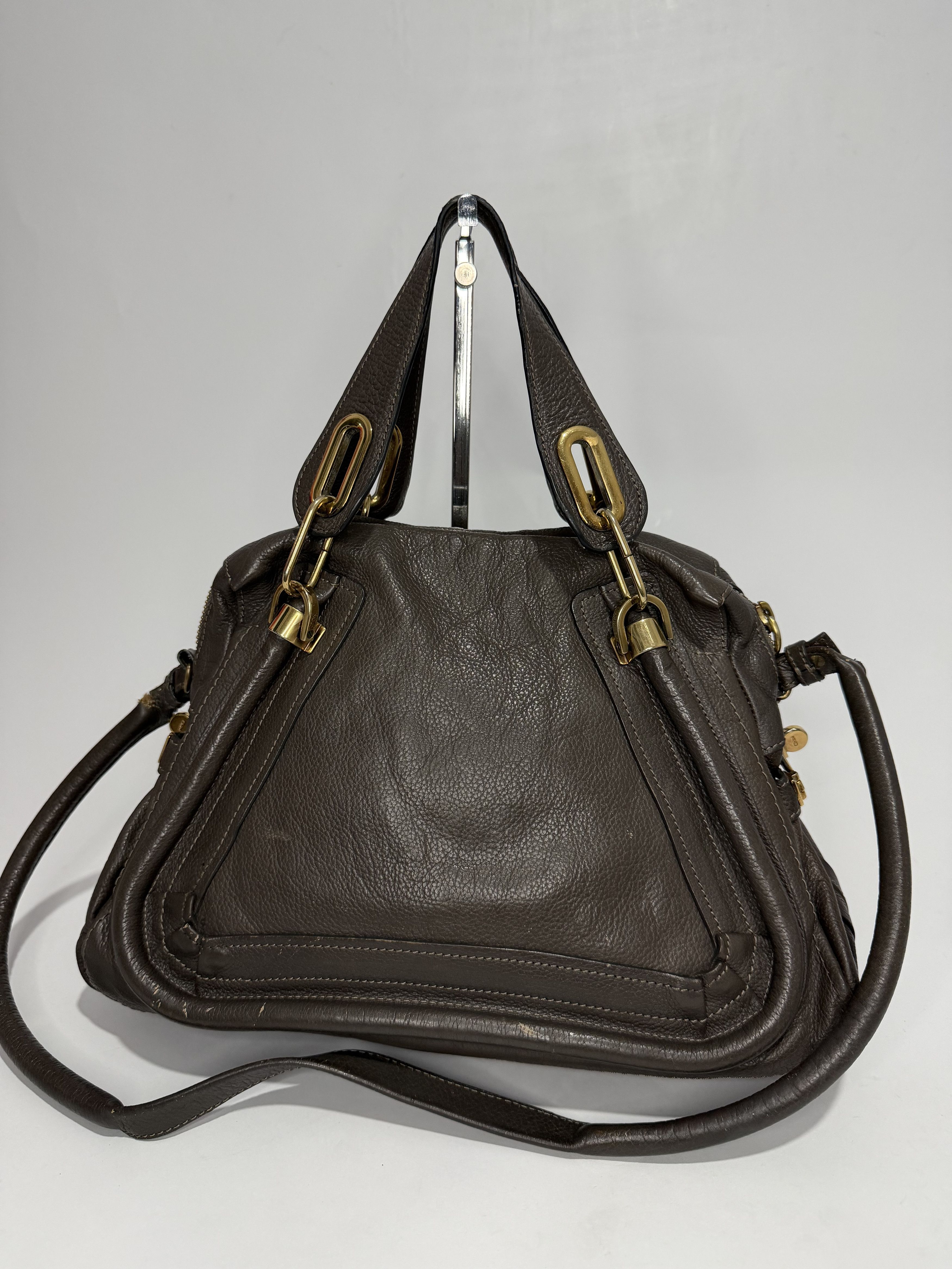 Chloe Chloe Grey Leather Medium Paraty Shoulder Bag Size ONE SIZE - 3 Thumbnail