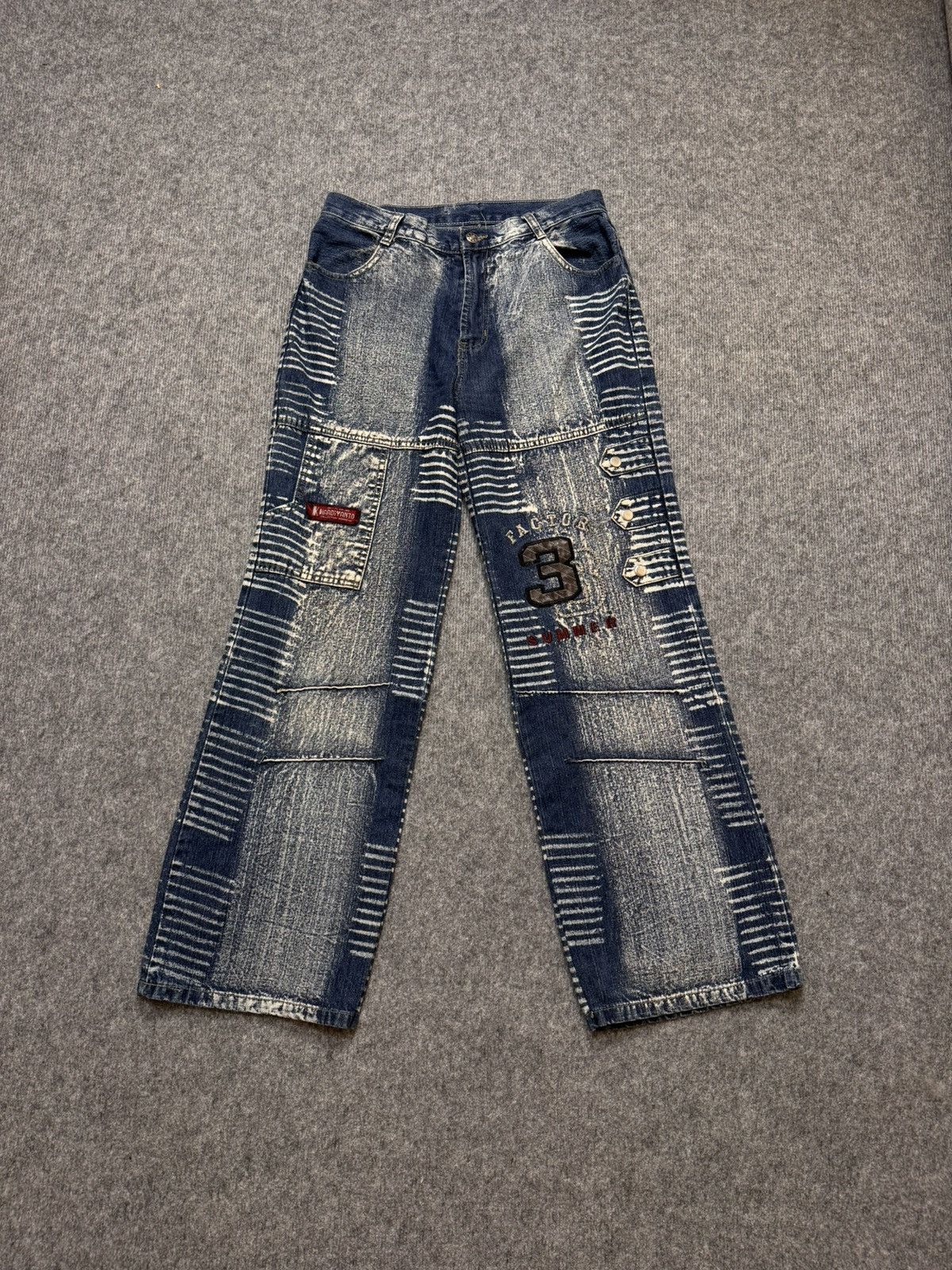 Vintage pants y2k denim flared baggy distressed japan style