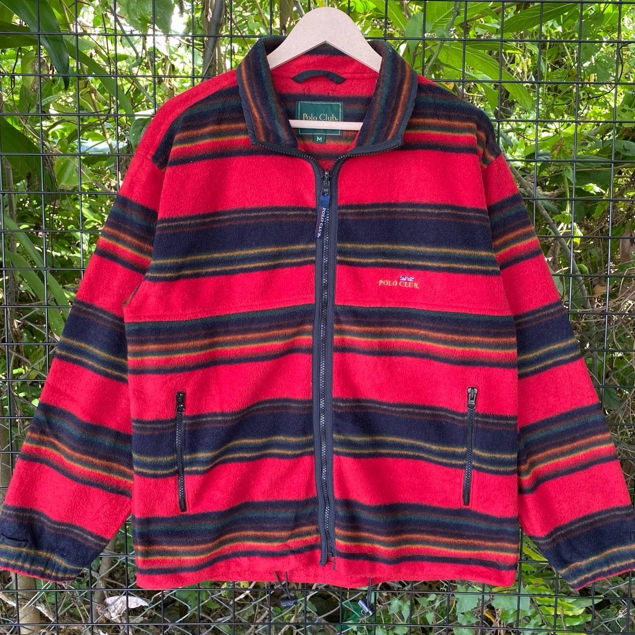Polo Ralph Lauren Vtg Polo Club Stripes Baggy Zipper Jacket Size US M / EU 48-50 / 2 - 2 Thumbnail