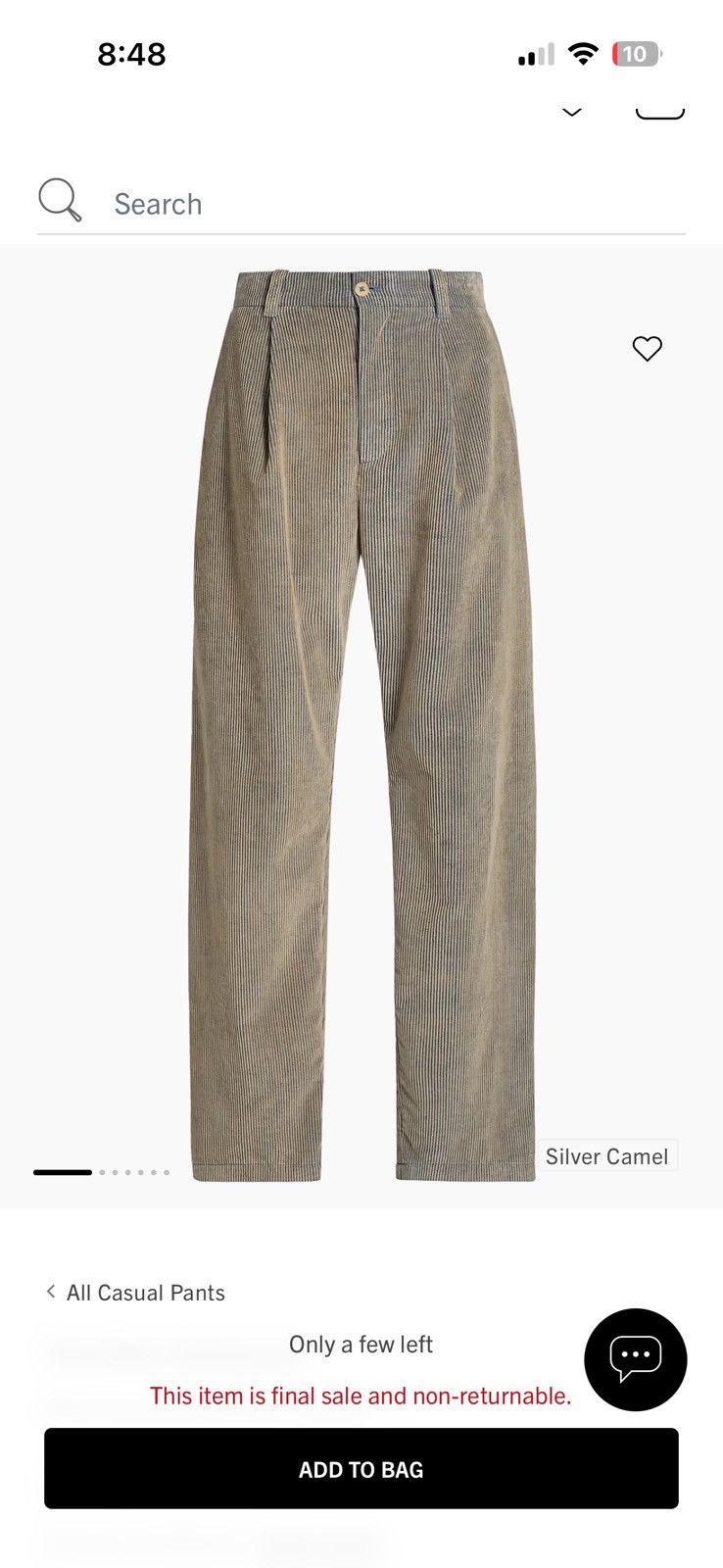 The Elder Statesman The Elder Statesman - Straight-Leg Pleated Corduroy Trousers Size US 32 / EU 48 - 1 Thumbnail
