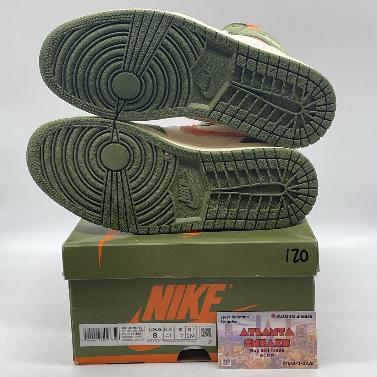 Nike Air Jordan 1 craft celadon Size US 8 / EU 41 - 7 Thumbnail