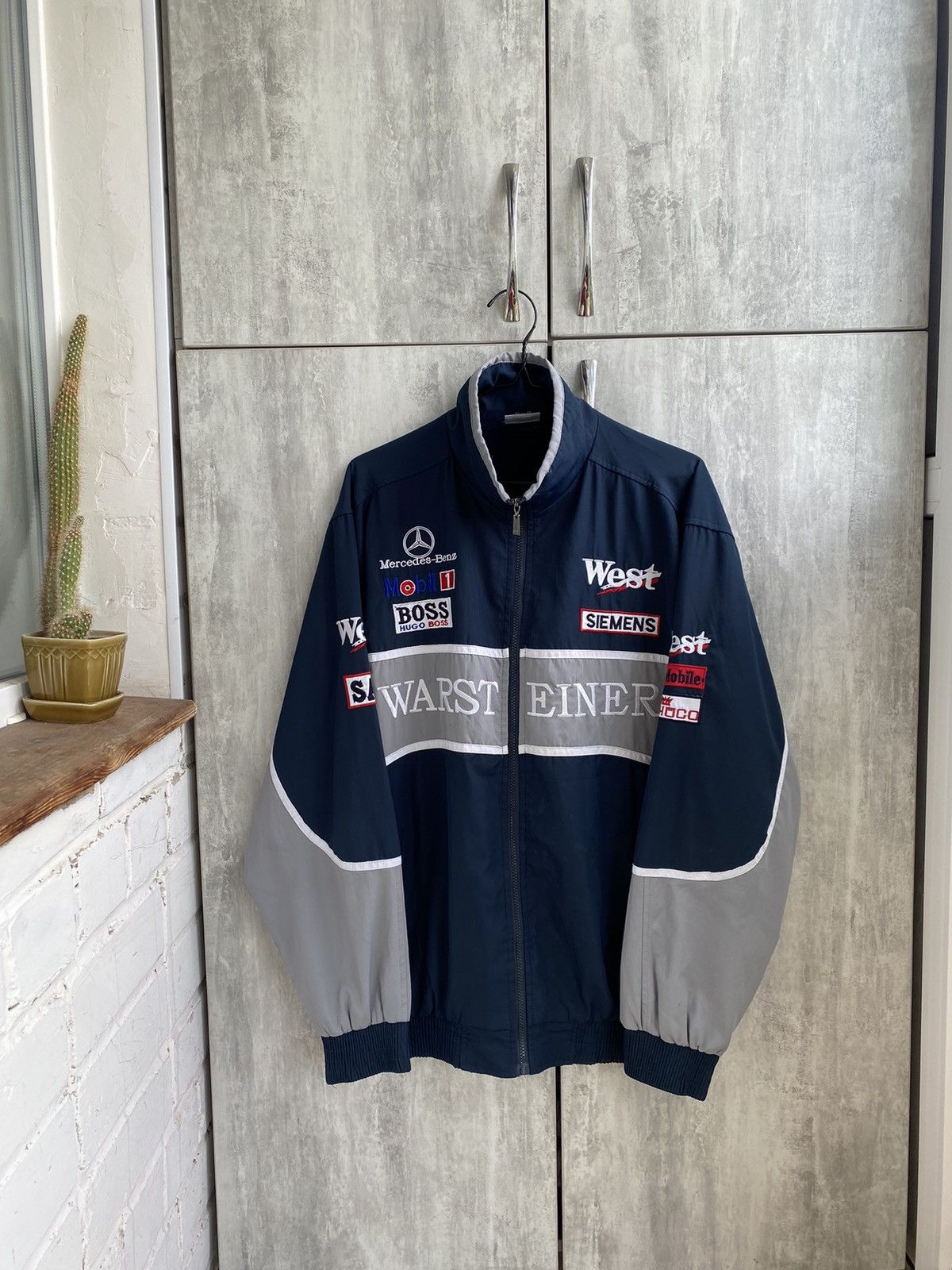 Image of Formula Uno x Mercedes Benz Racing Jacket in Blue Gray, Men's (Size 2XL)