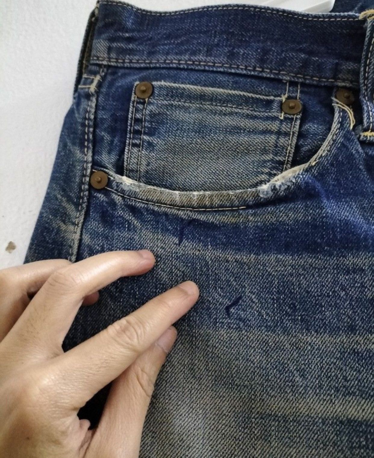 TOYS McCOY AMAZING 🔥🔥 JOE McCoy’s SELVEDGE DENIM TRASH JEANS DISTRESSED Size US 32 / EU 48 - 4 Thumbnail