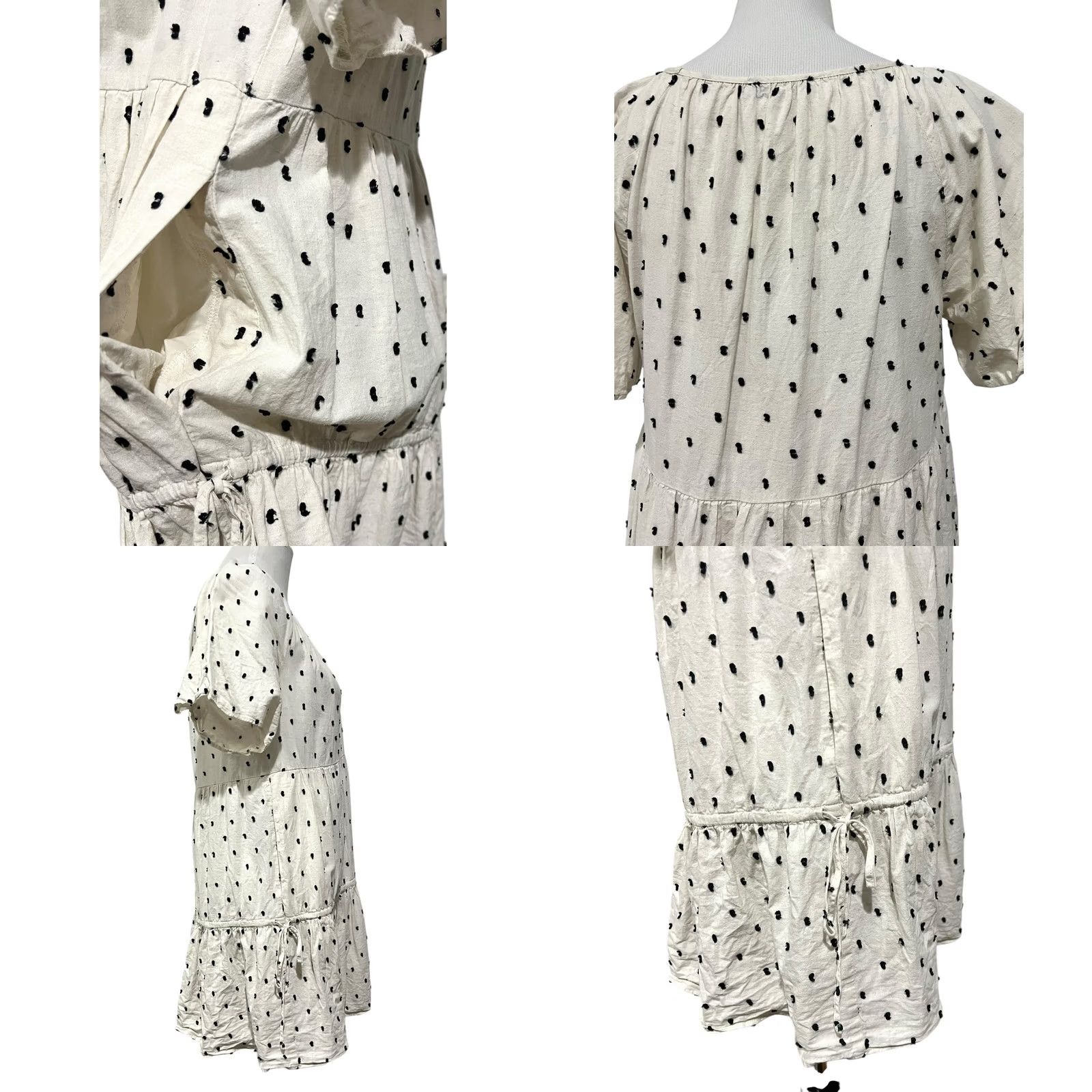 Madewell VINTAGE Madewell Lorelei Linen Blend Mini Dress Tiered Cream Cotton Clip Dot M Dress Women Knit Silk? Size M / US 6-8 / IT 42-44 - 8 Thumbnail