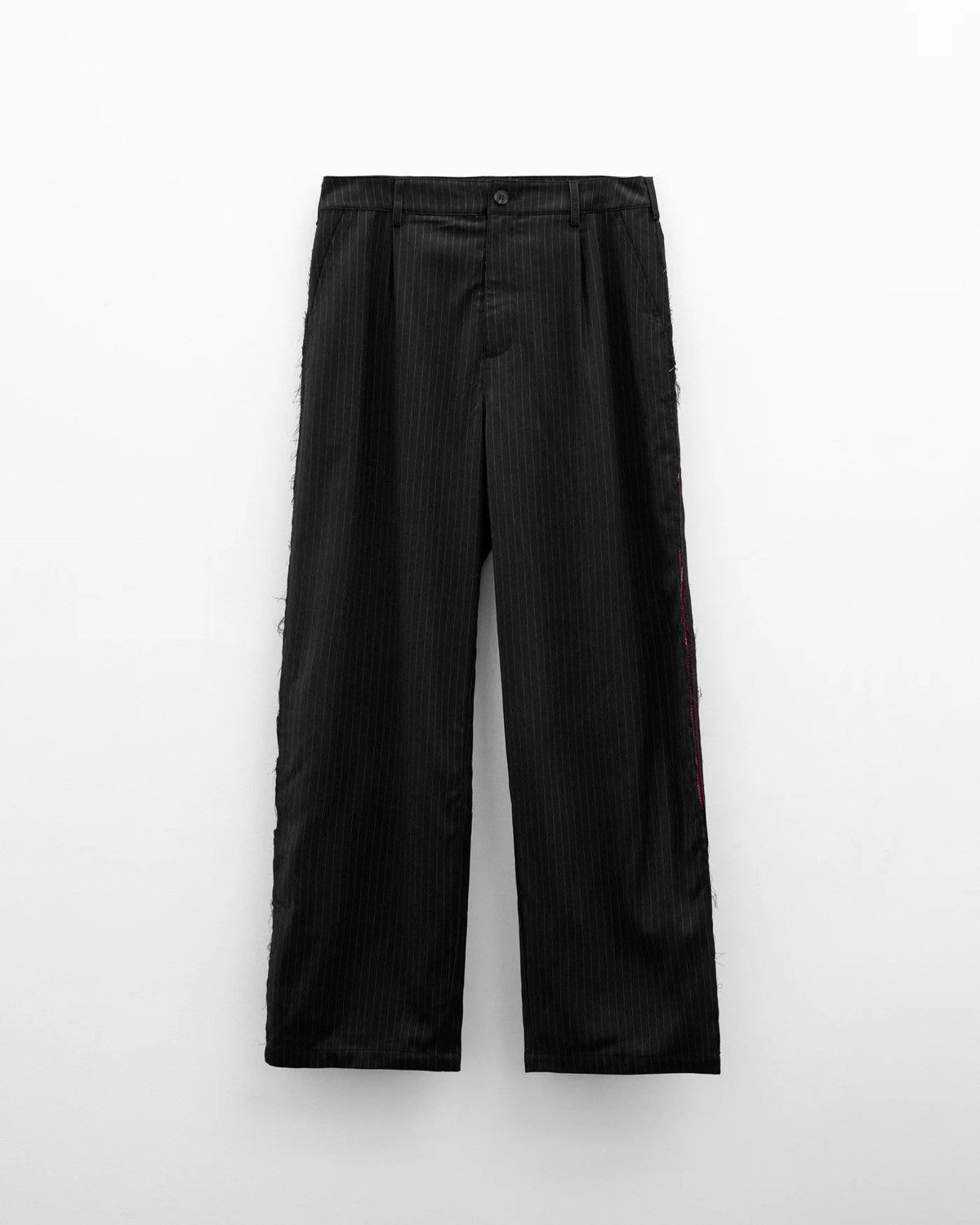 No Maintenance RAW EDGE PINSTRIPE DOUBLE PLEATED TROUSERS Size US 34 / EU 50 - 6 Thumbnail
