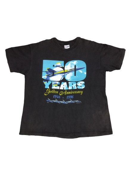 Vintage Vintage 1996 50 Years Anniversary Us Navy Blue Angles Tee Size US XL / EU 56 / 4 - 1 Thumbnail