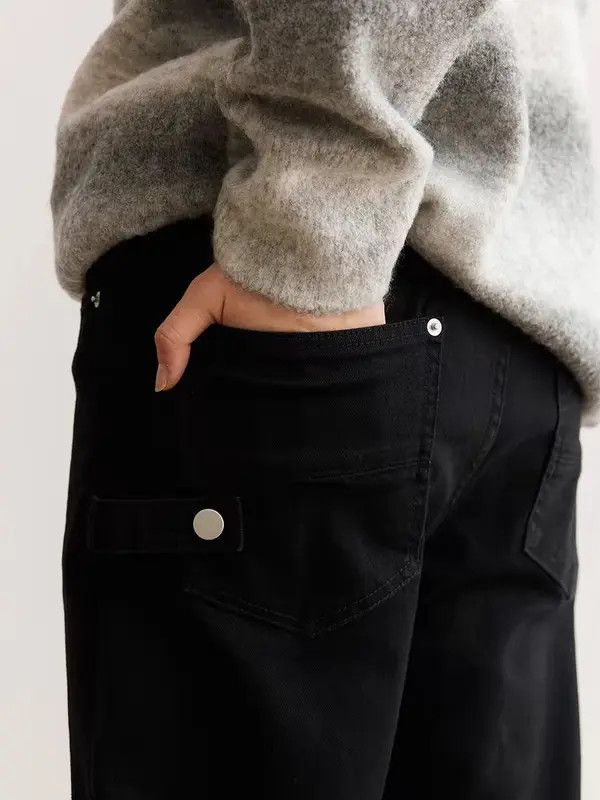 Japanese Brand VIBE Black micro-elastic simple micro-flare baggy jeans Size US 30 / EU 46 - 4 Thumbnail
