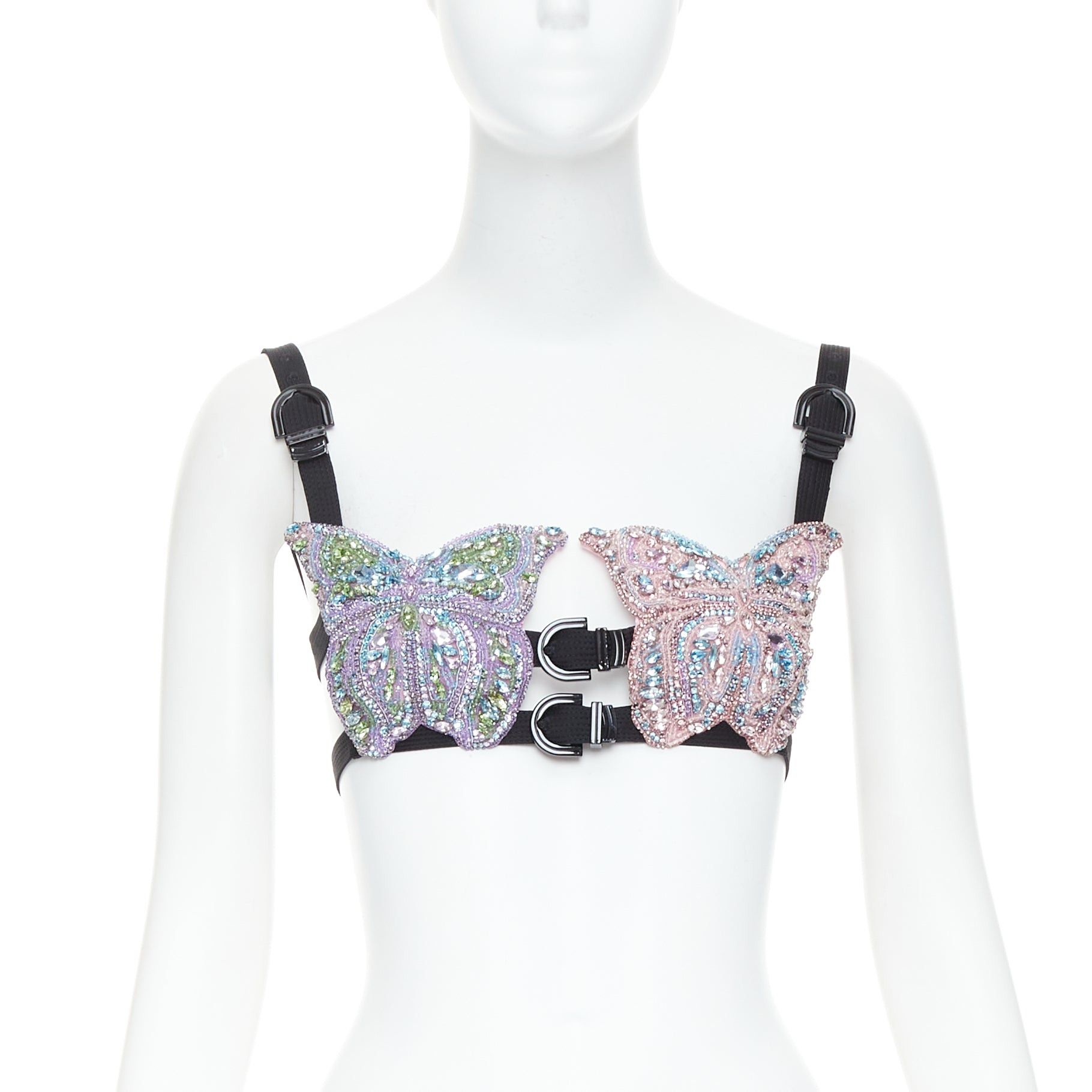 Versace rare VERSACE Dua Lipa 2023 La Vacanza Runway crystal butterfly bondage bra IT36 XXS Size XS / US 0-2 / IT 36-38 - 1 Thumbnail