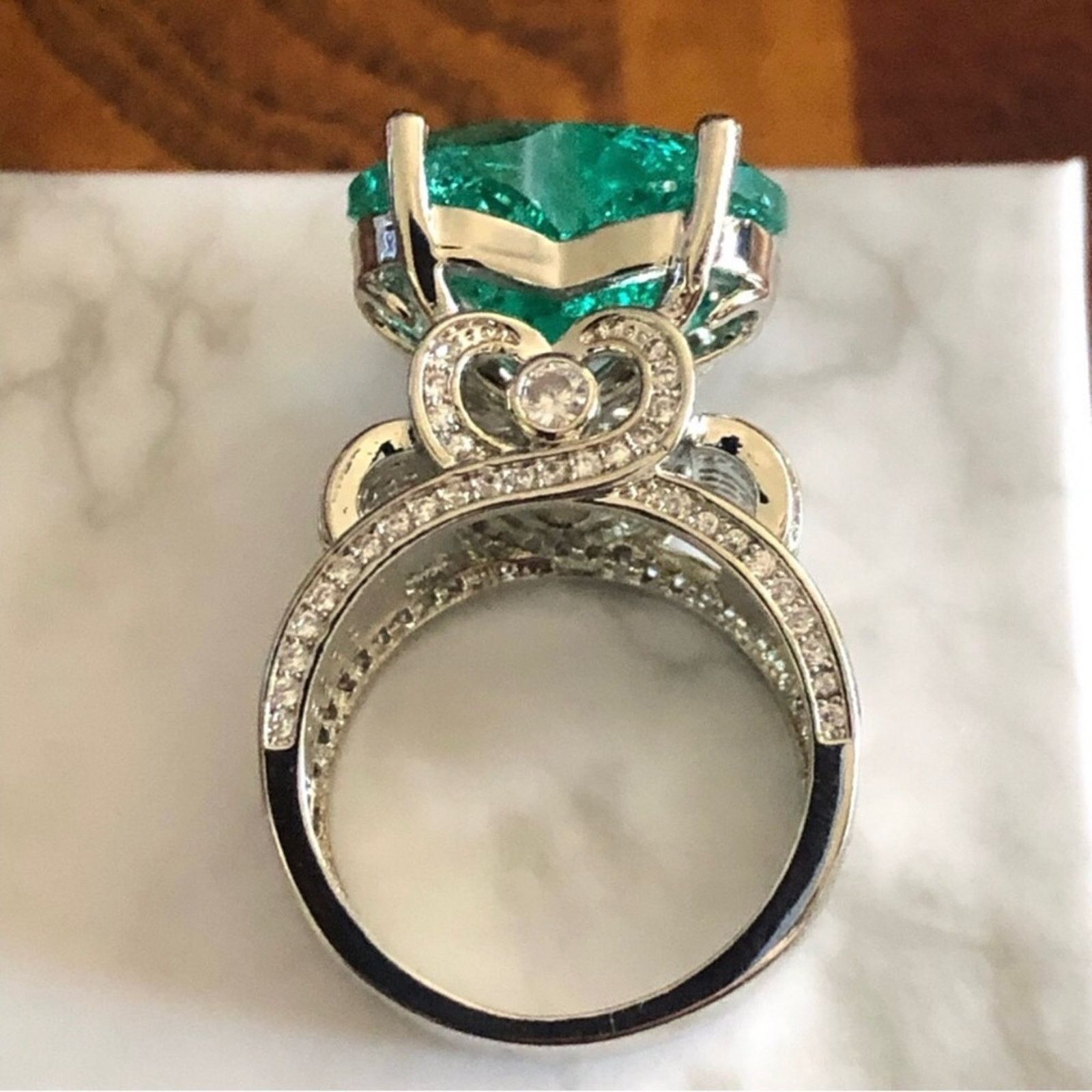 Jewelry Ladies elegant large paraiba tourmaline emerald 925 6 NIB Size ONE SIZE - 11 Thumbnail