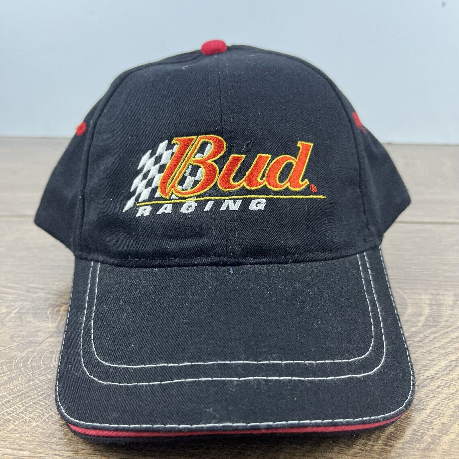 Budweiser Bud Racing Hat NASCAR Budweiser Hat Black Hat Adjustable Bla Size ONE SIZE - 3 Thumbnail