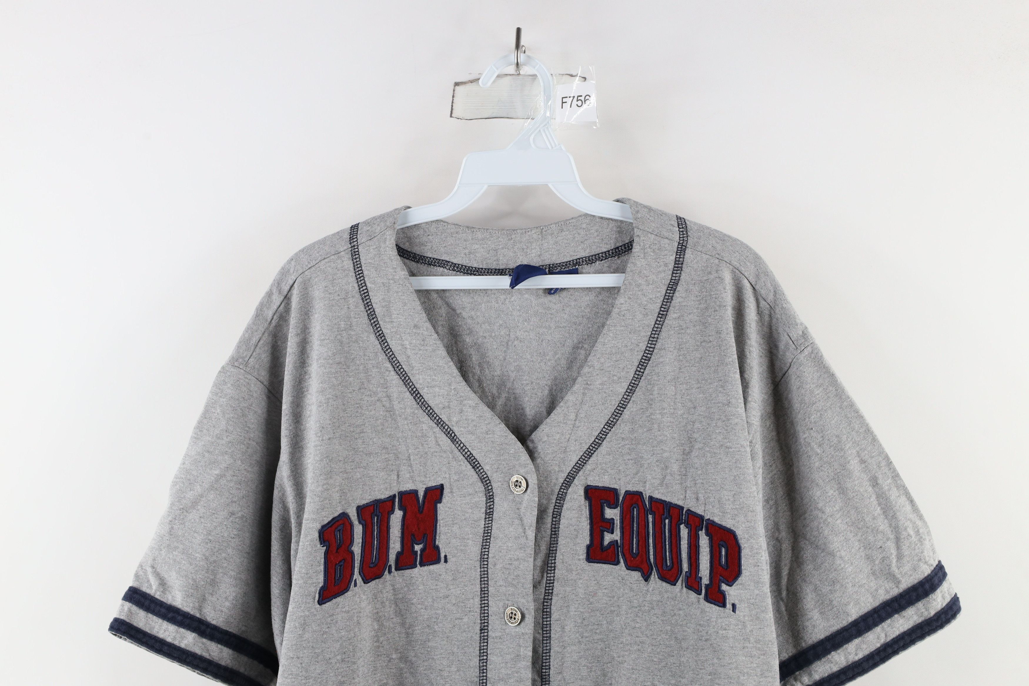 Vintage Vintage 90s Bum Equipment Spell Out Baseball Jersey Gray Size XL / US 12-14 / IT 48-50 - 2 Thumbnail