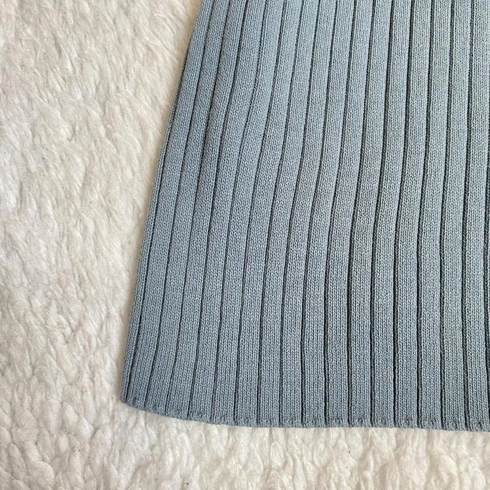 Other Love Tree Light Blue Rib Knit Collared Midi Dress Size S / US 4 / IT 40 - 3 Thumbnail