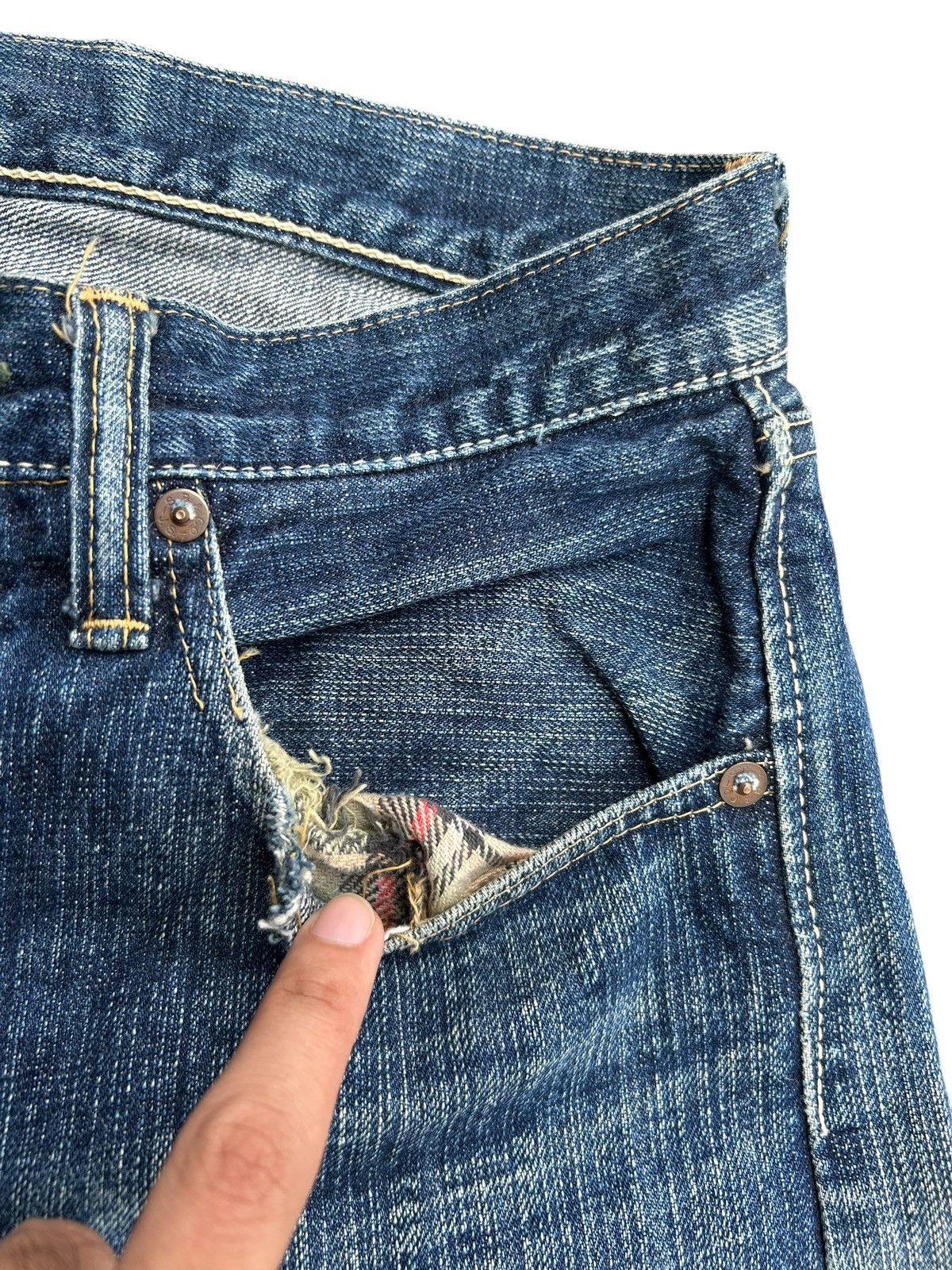 Kapital Vintage Japanese Brand Stormy Blue Selvedge Distressed Denim Size US 30 / EU 46 - 12 Thumbnail