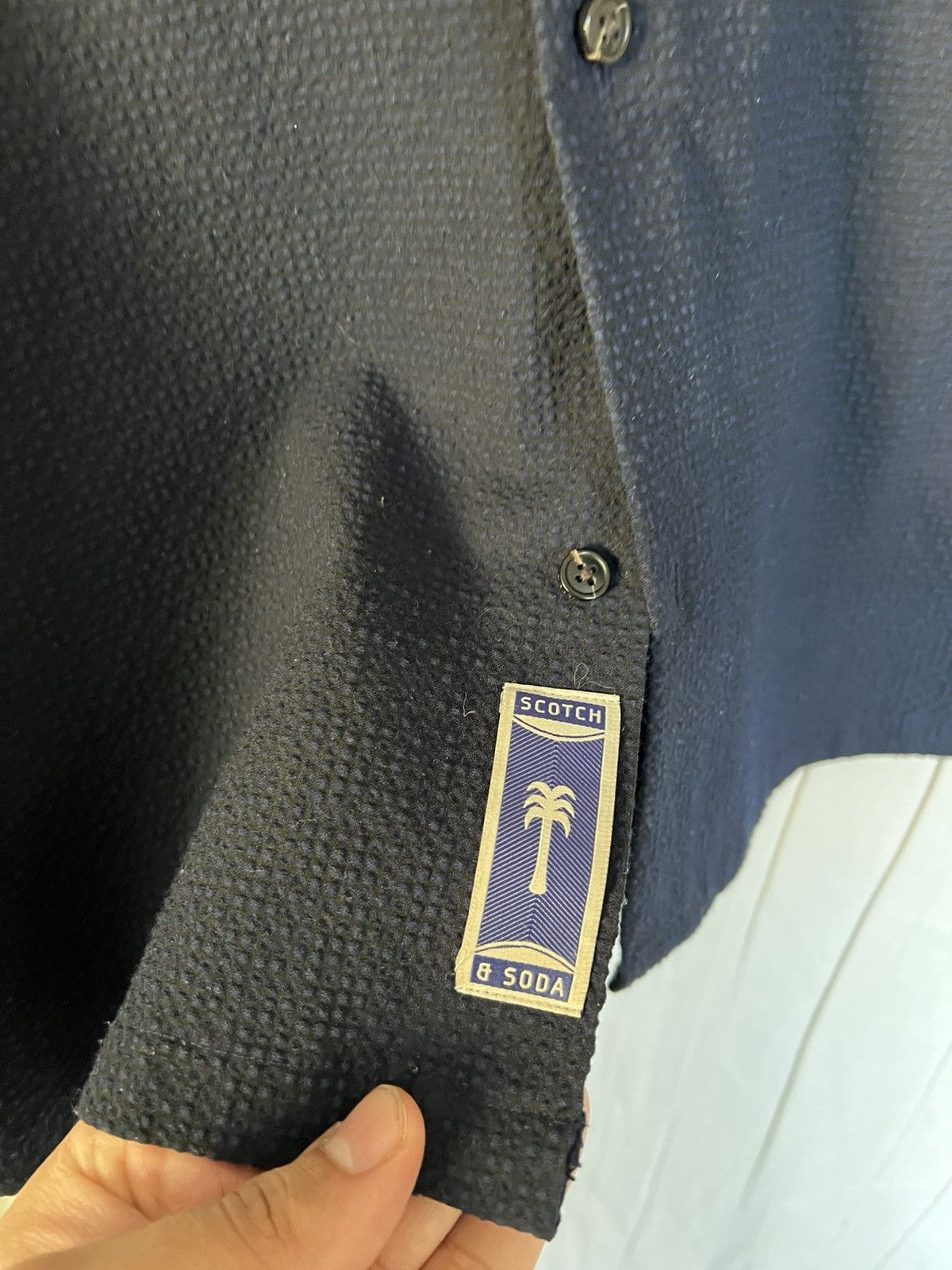 Scotch & Soda Scotch & Soda Seersucker Navy Shirt Size US L / EU 52-54 / 3 - 4 Thumbnail