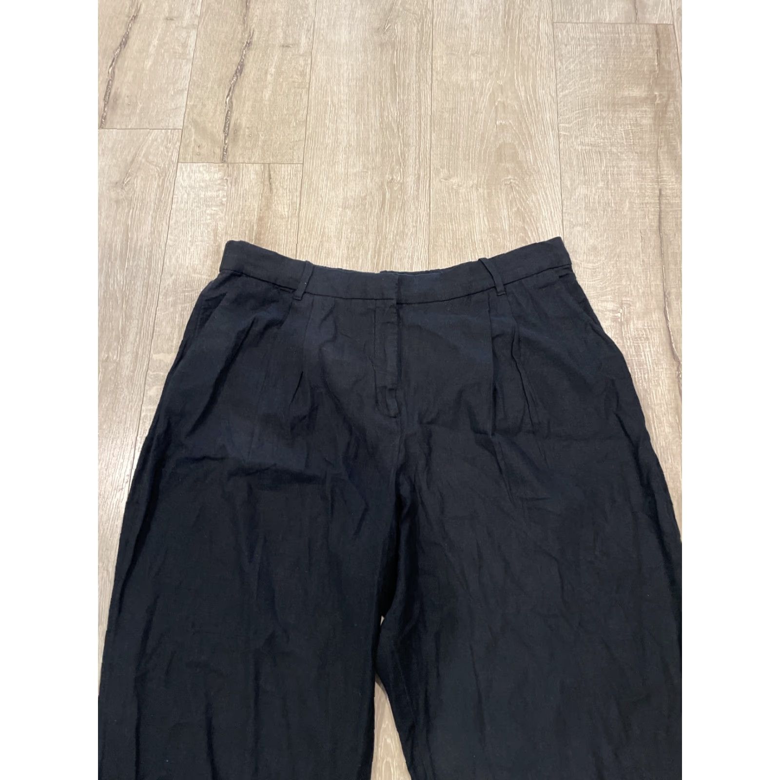 Abercrombie & Fitch Abercrombie & Fitch Womens Wide Leg Pants Black PXL Short Linen Blend Casual Size 40" / US 18 - 4 Thumbnail